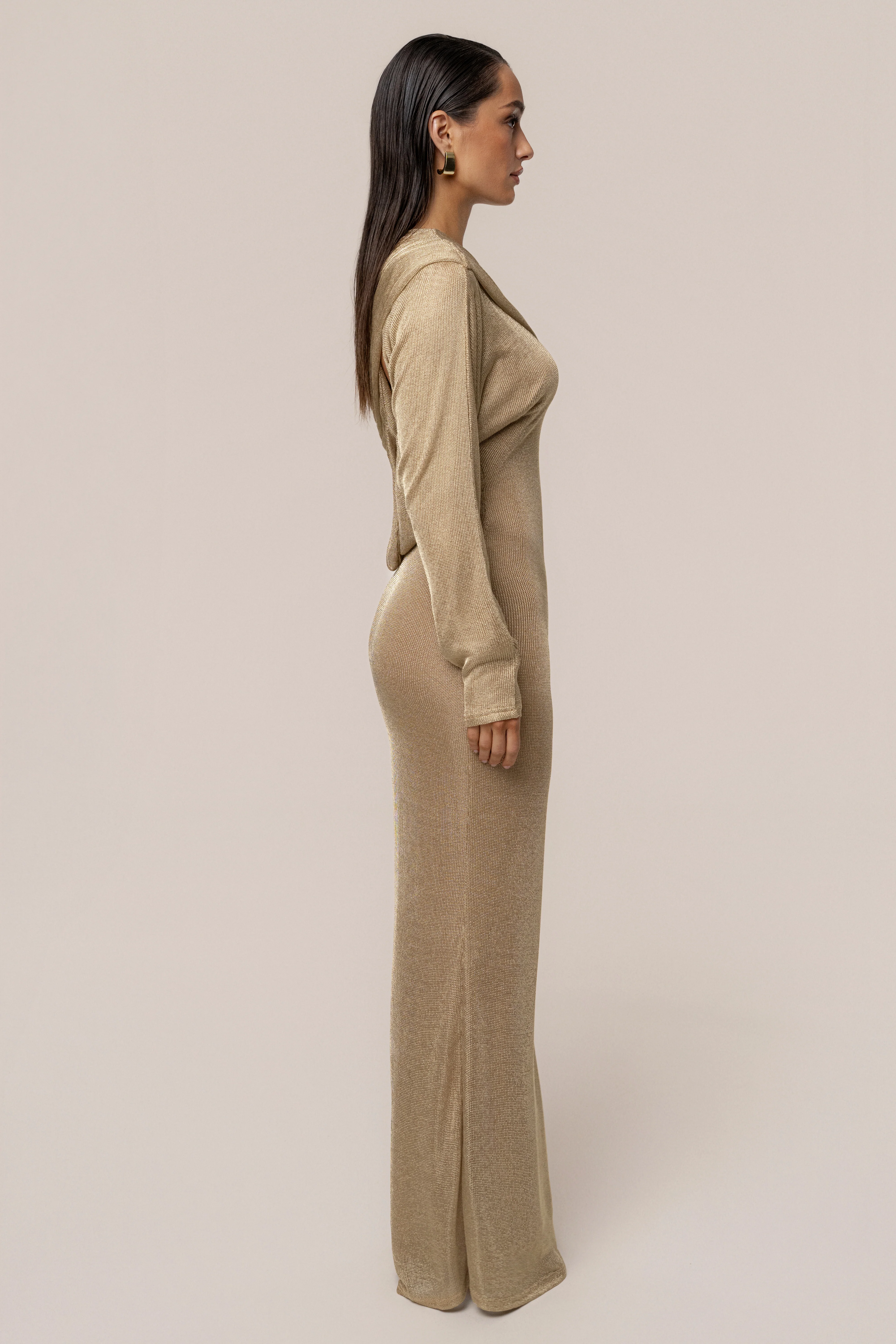Gold Drape And Shine Maxi Dress - Image 10