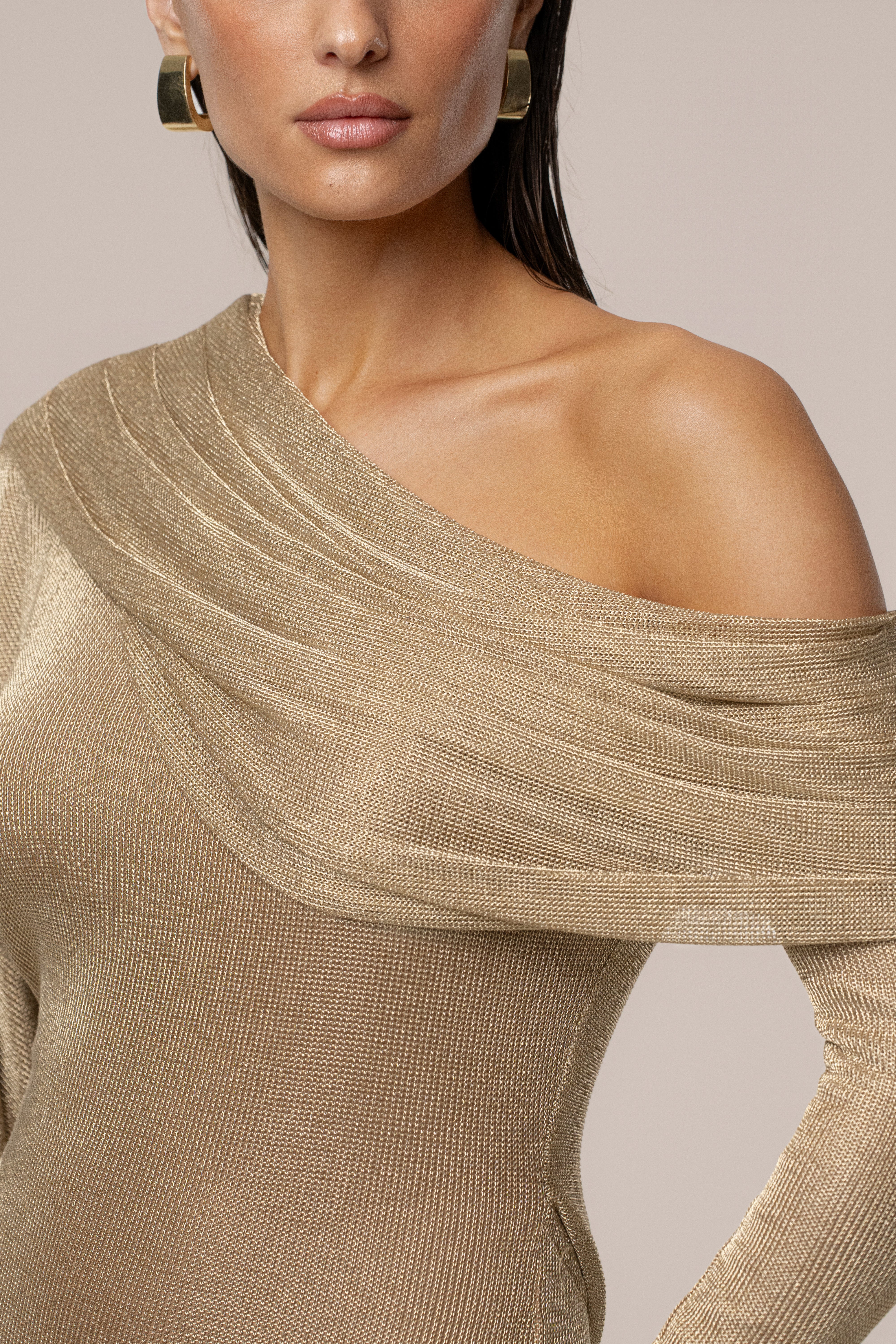 Gold Drape And Shine Maxi Dress - Image 3