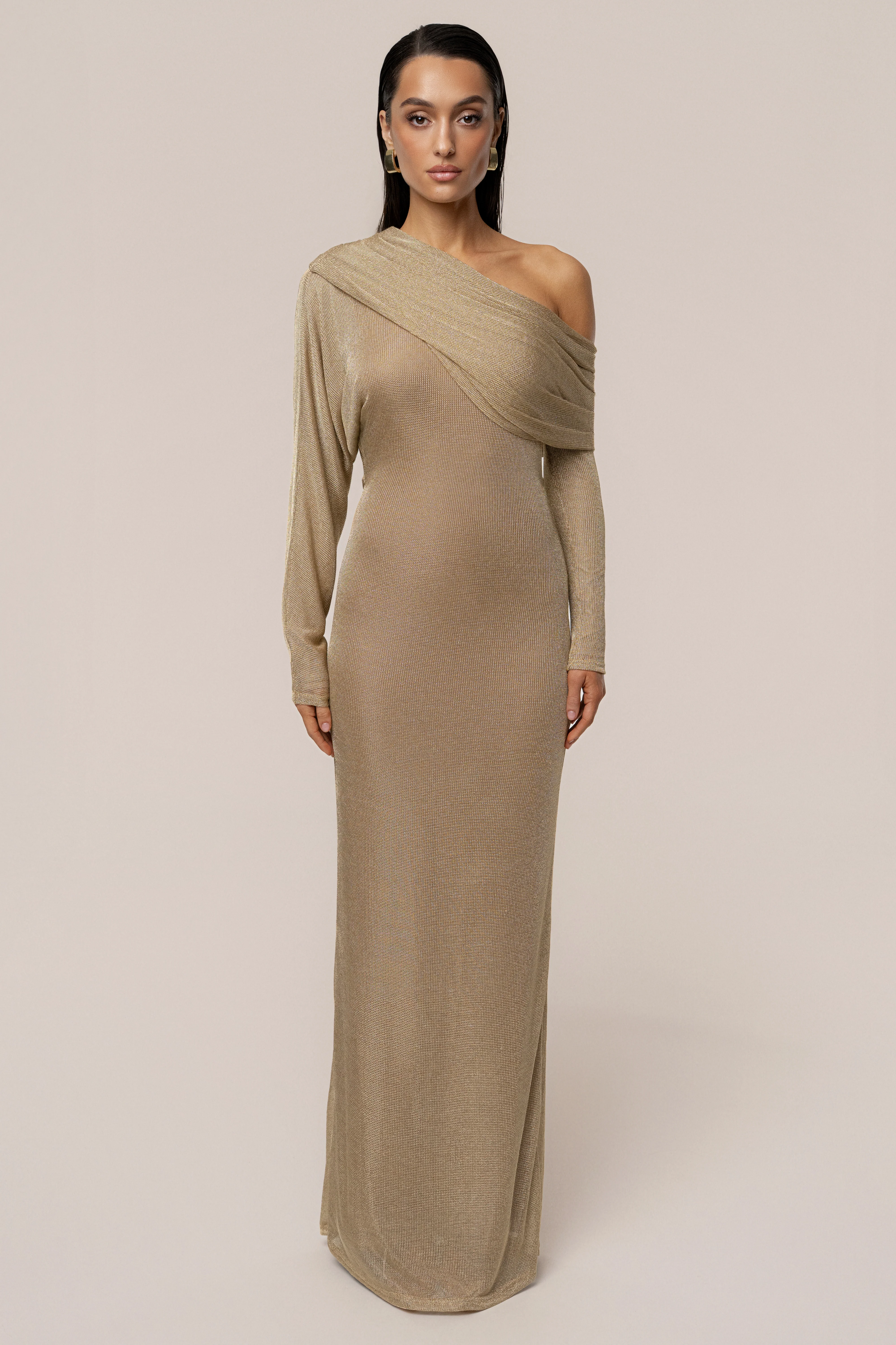 Gold Drape And Shine Maxi Dress - Image 7