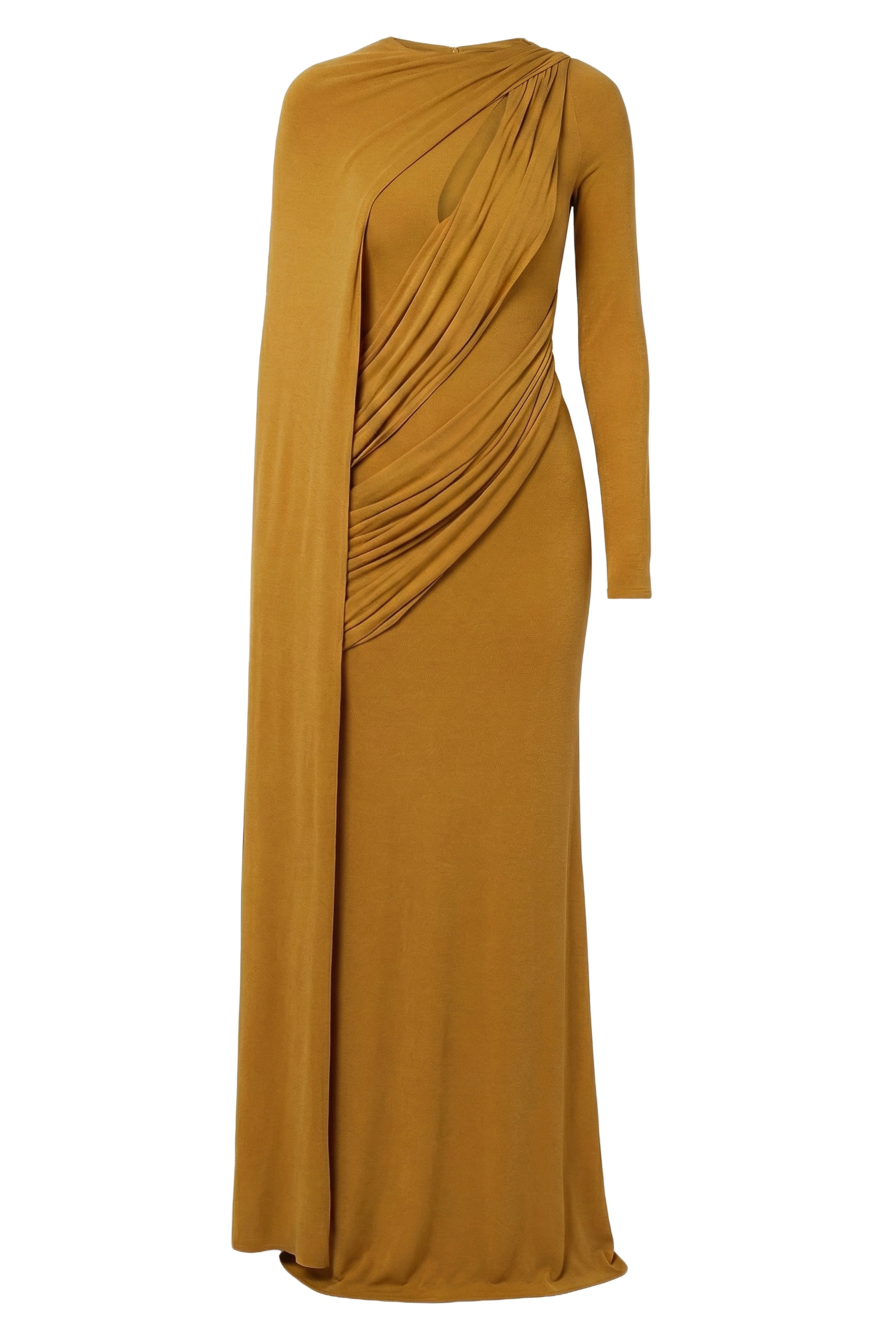 Gold Draped Elegance Cape Dress - Image 2