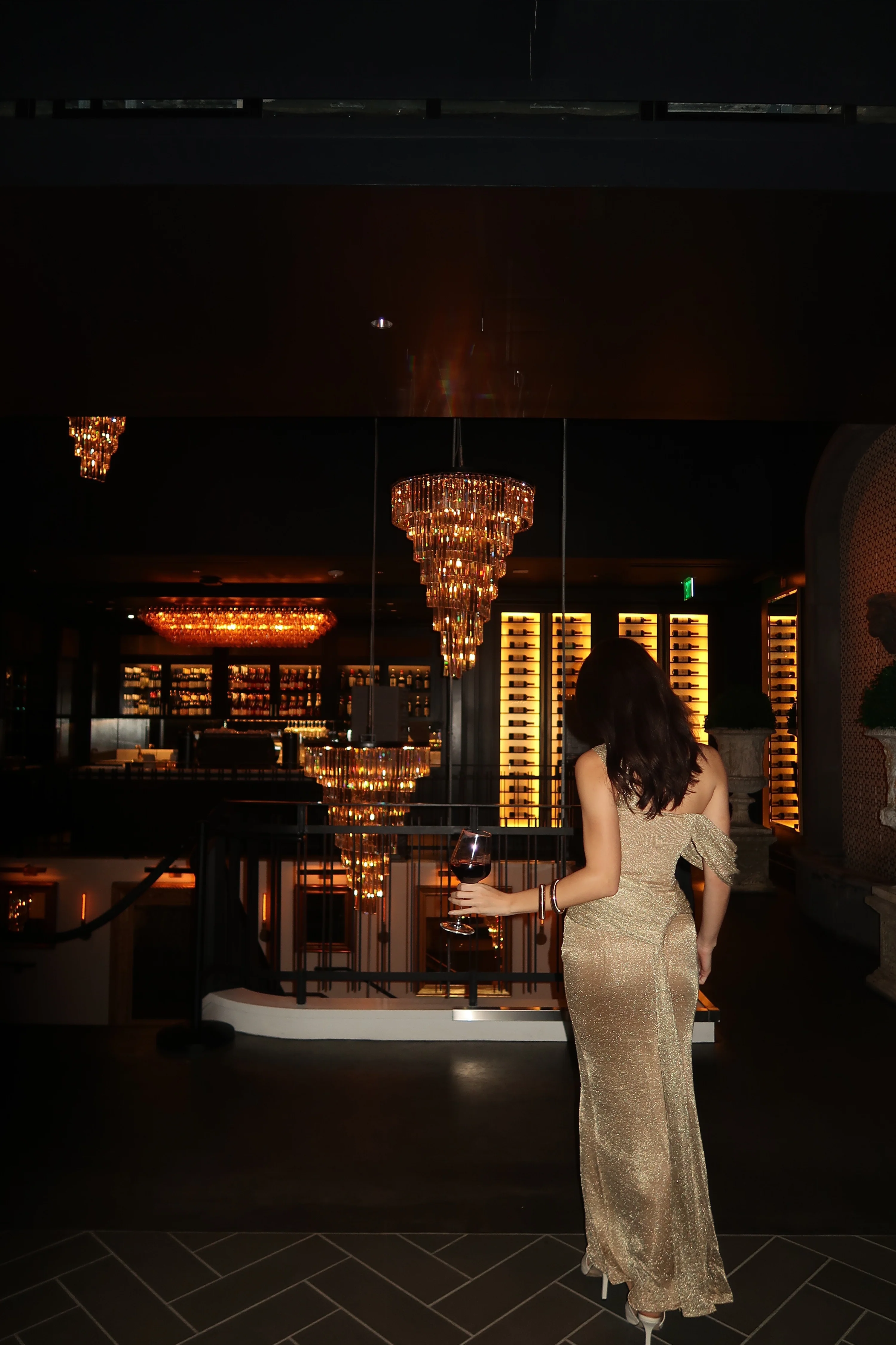 Gold Draped Metallic Maxi Dress - Image 14