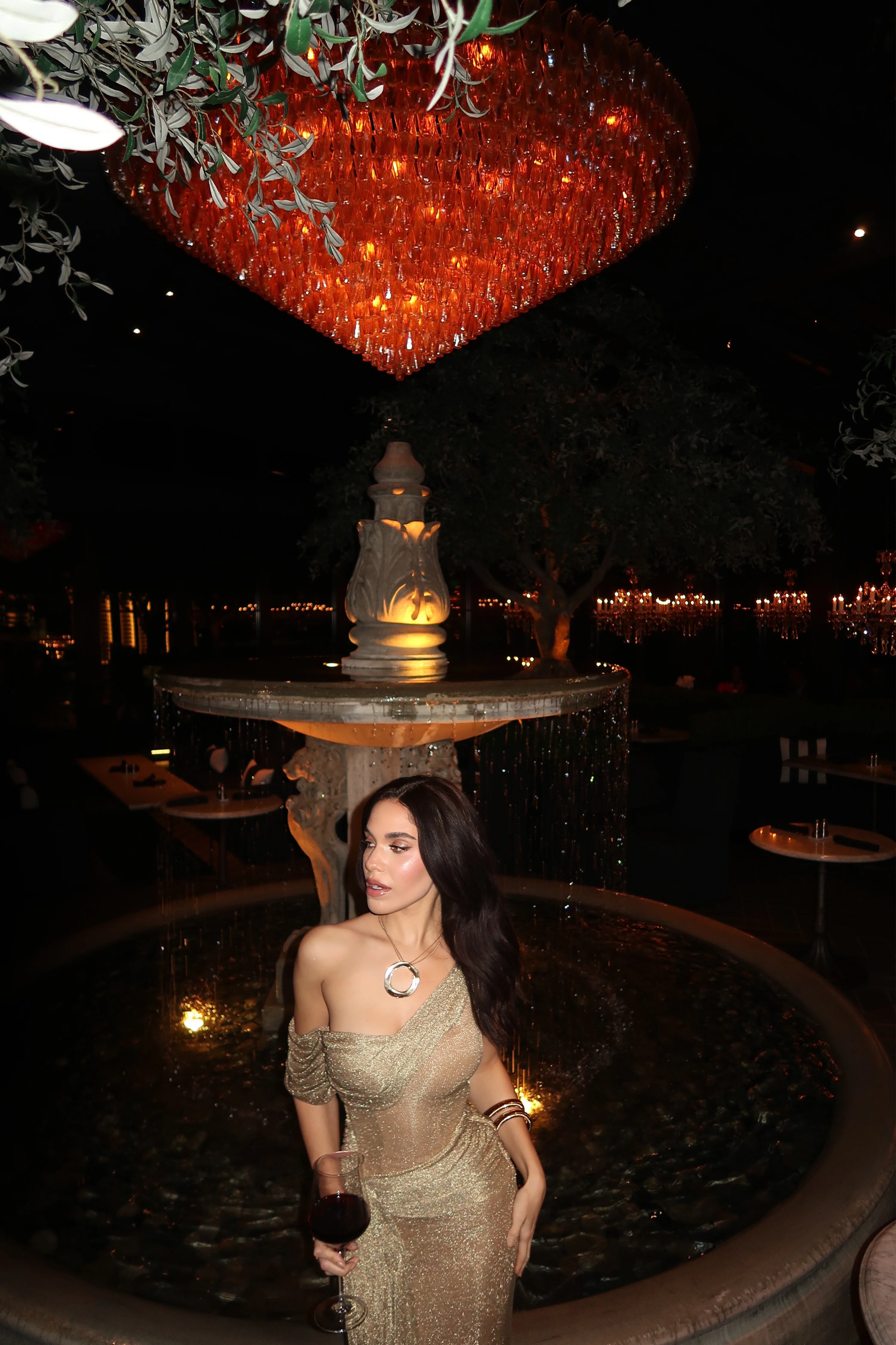 Gold Draped Metallic Maxi Dress - Image 3