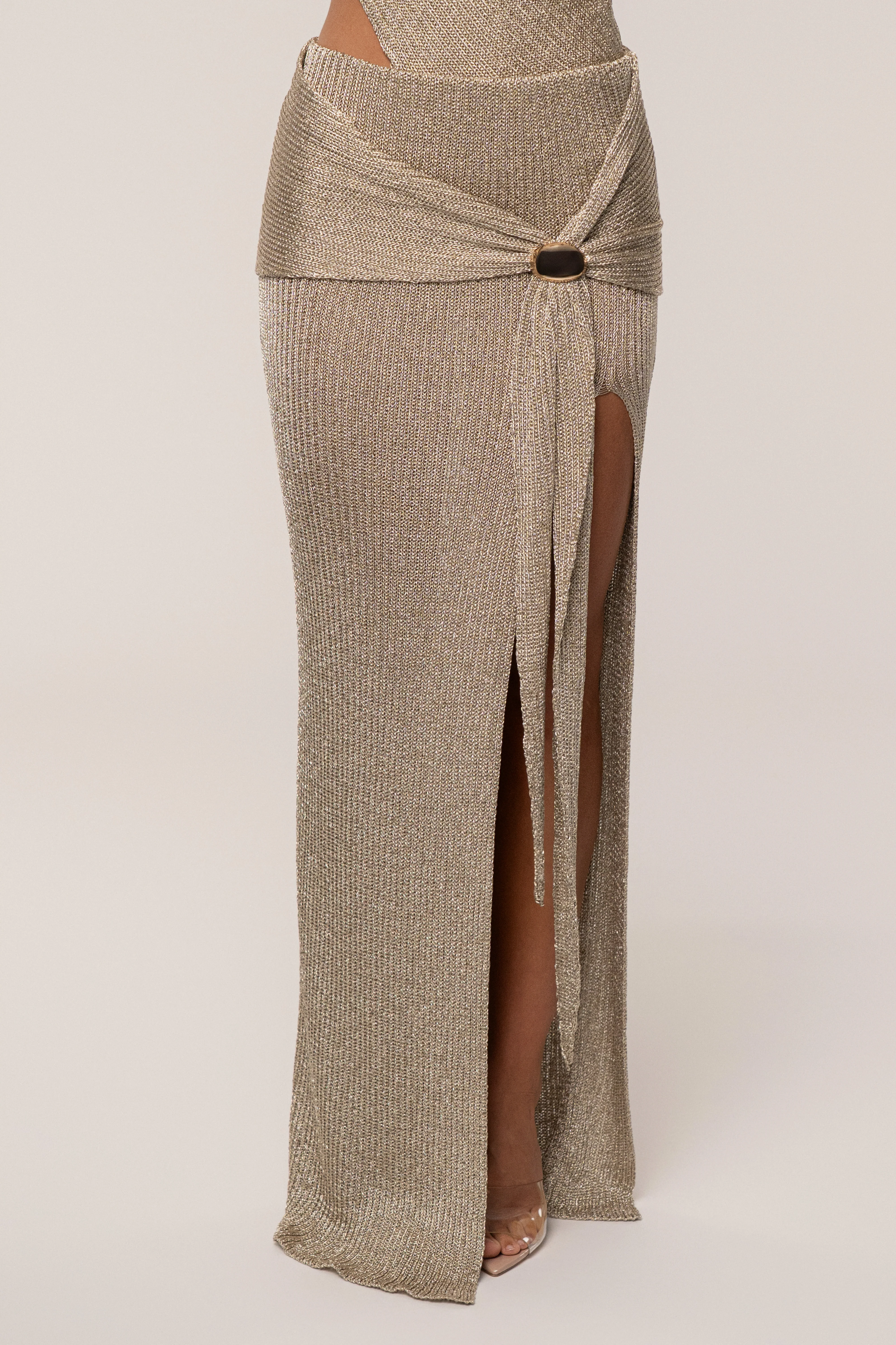 Gold Hazel Metallic Wrap Skirt - Image 2