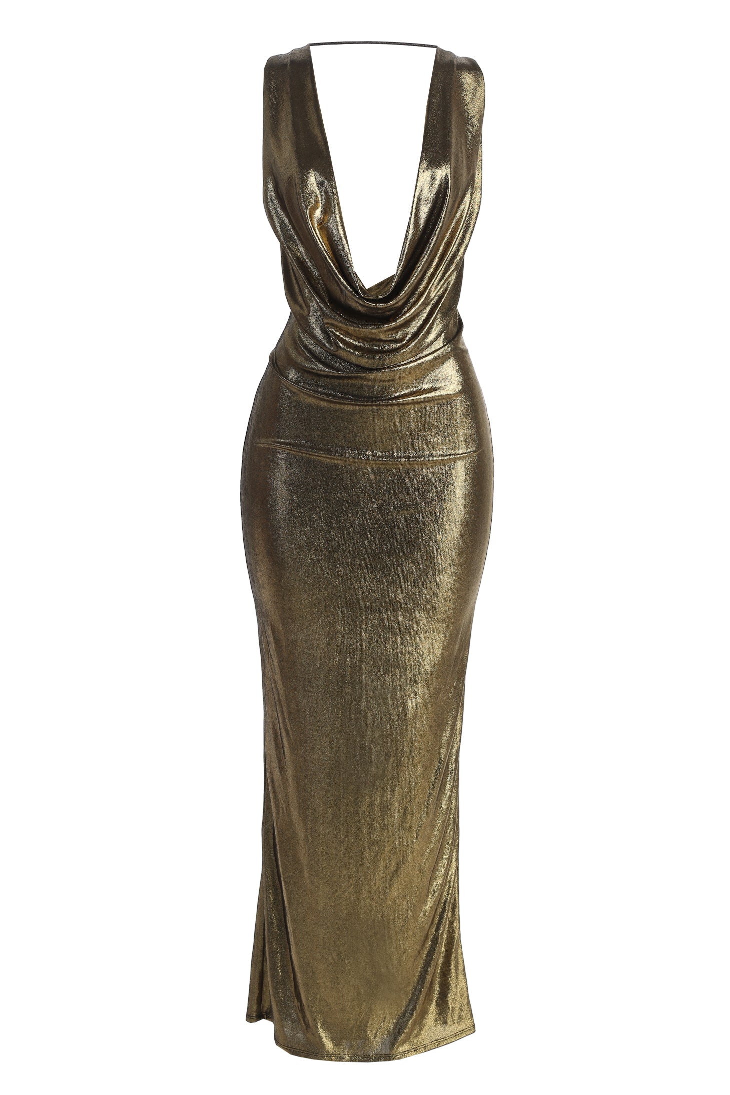 Gold Highlights Cowl Neck Maxi Dress - Image 3