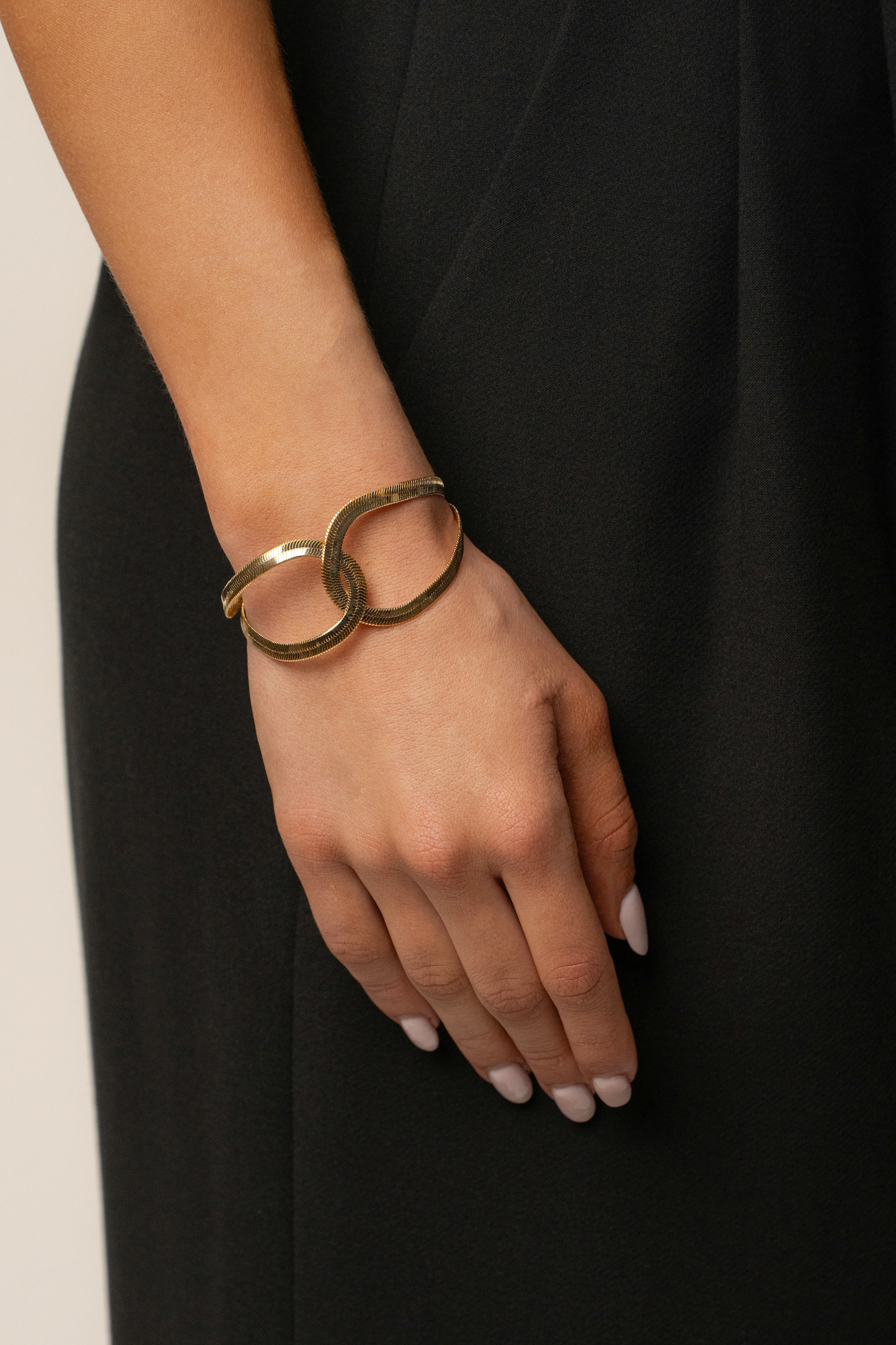 Gold Infinite Interlocking Bracelet - Image 4