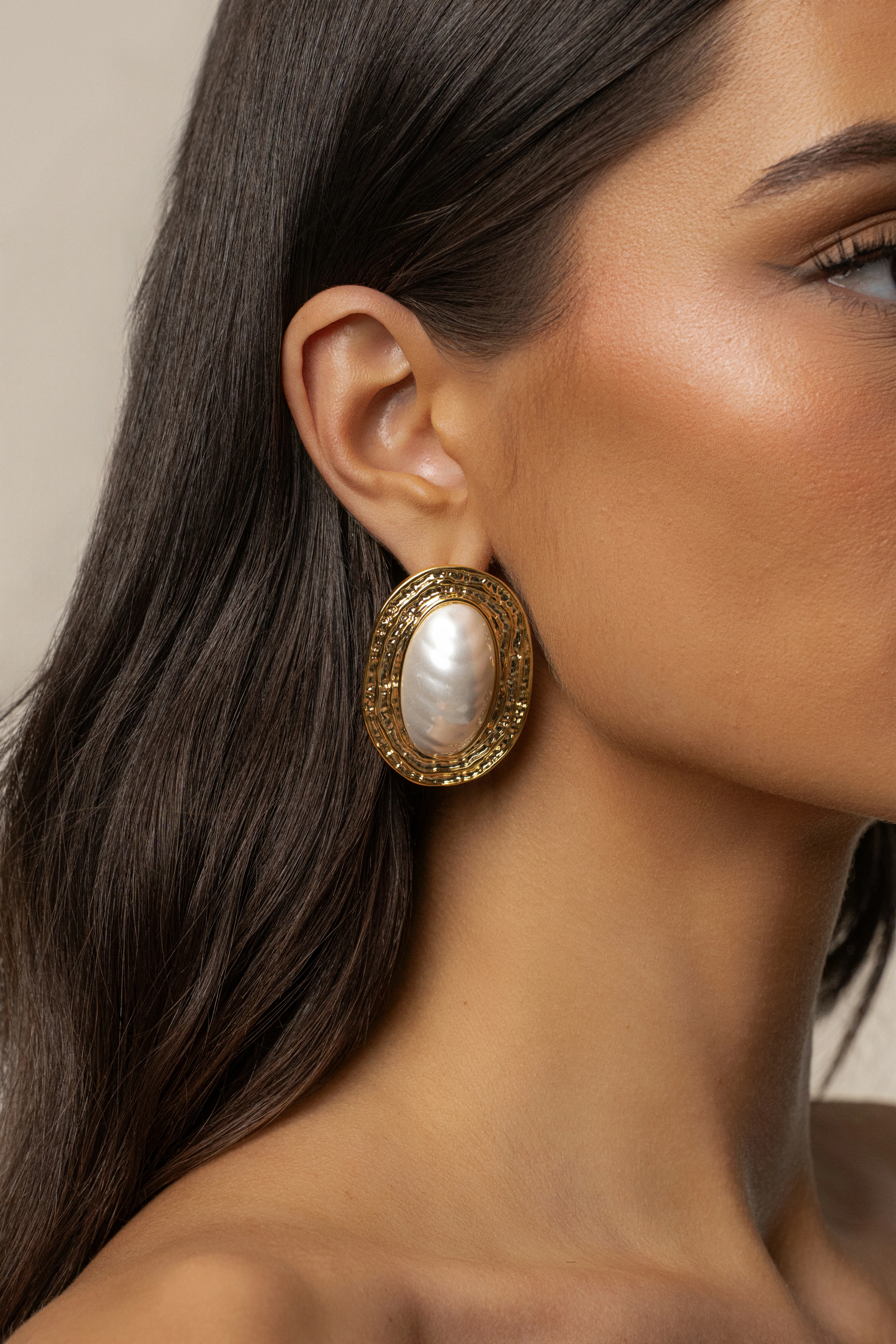 Gold Monte Carlo Pearl Earrings - Image 2