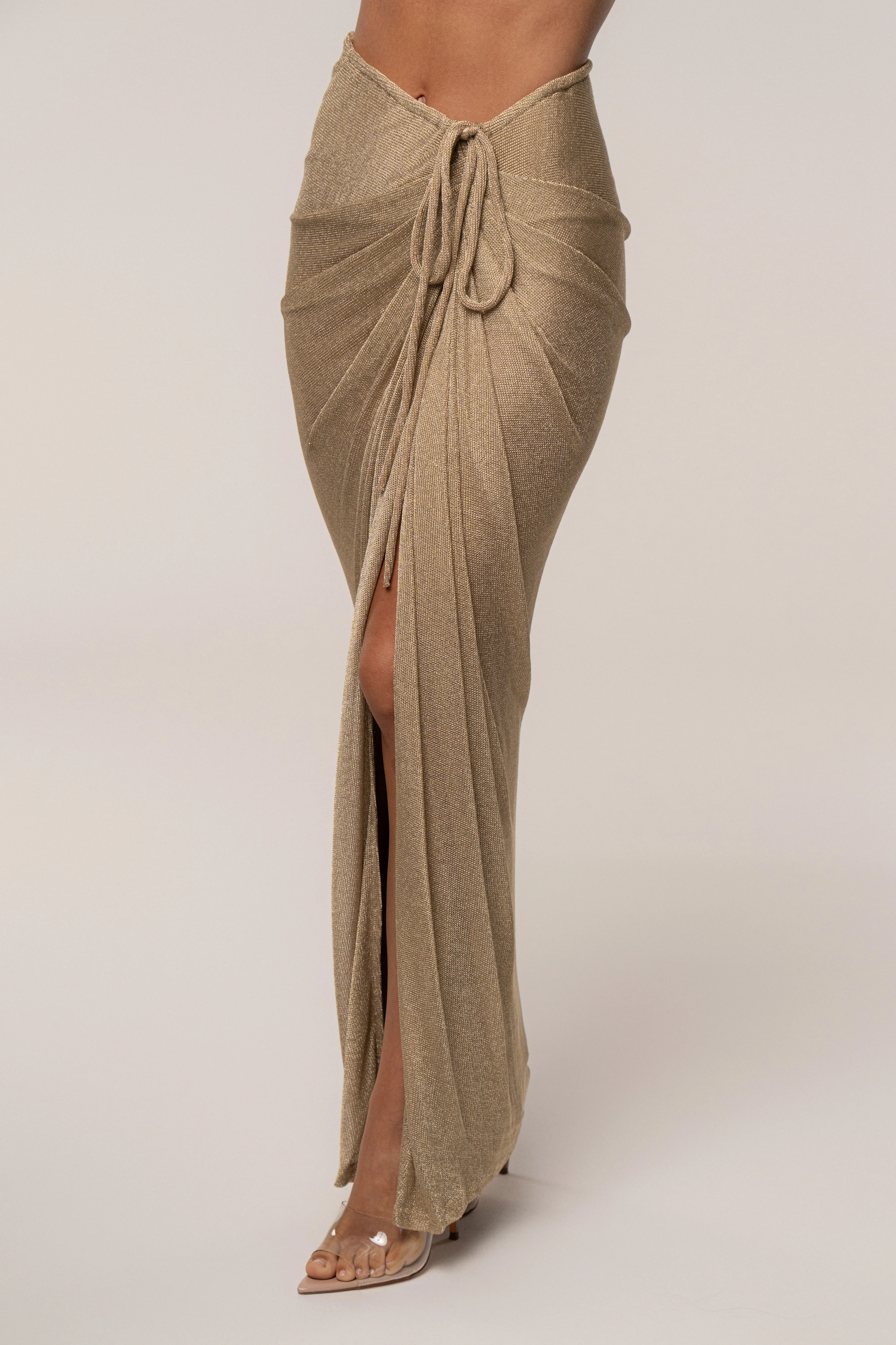 Gold Noelia Metallic Slit Skirt - Image 2