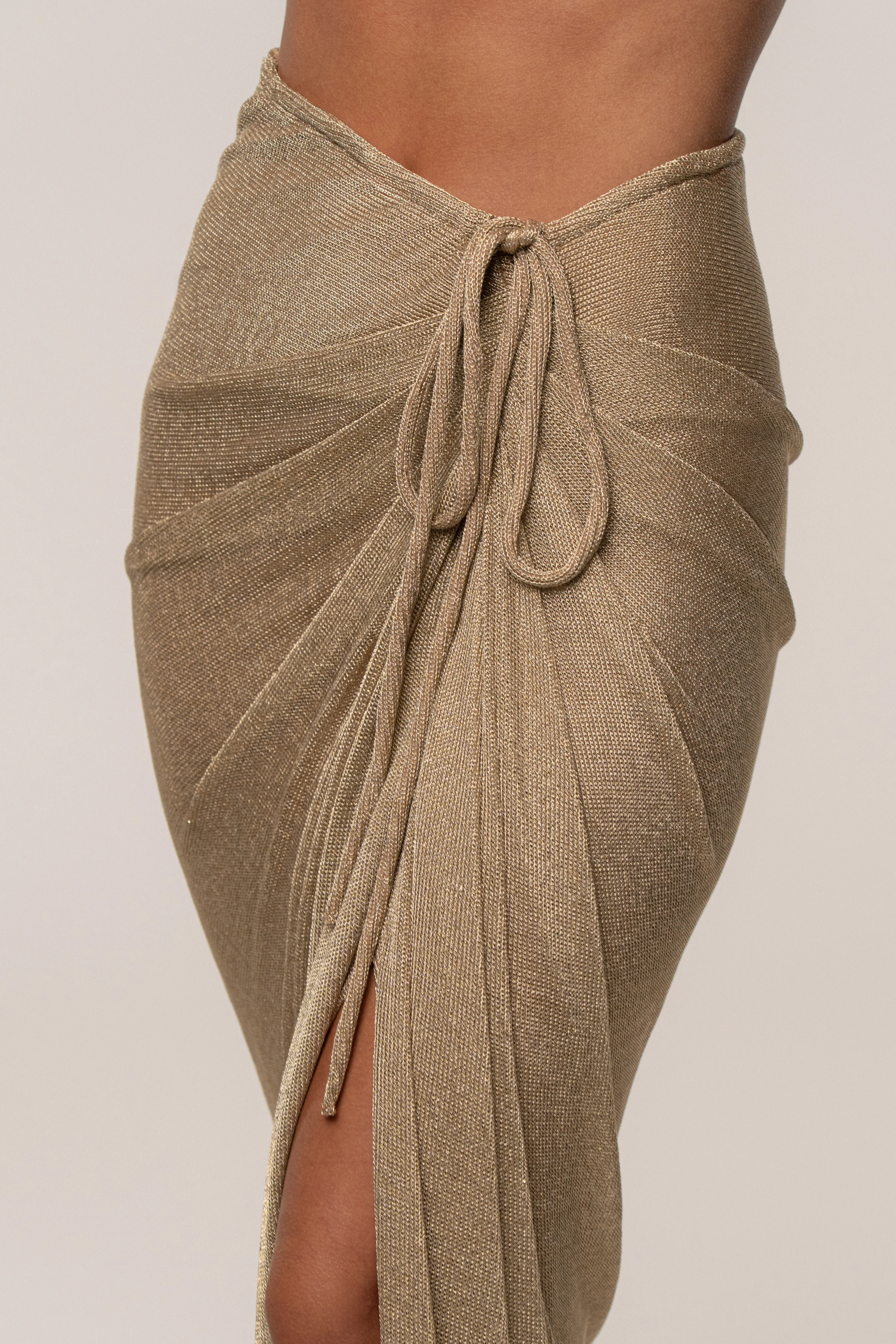 Gold Noelia Metallic Slit Skirt - Image 3