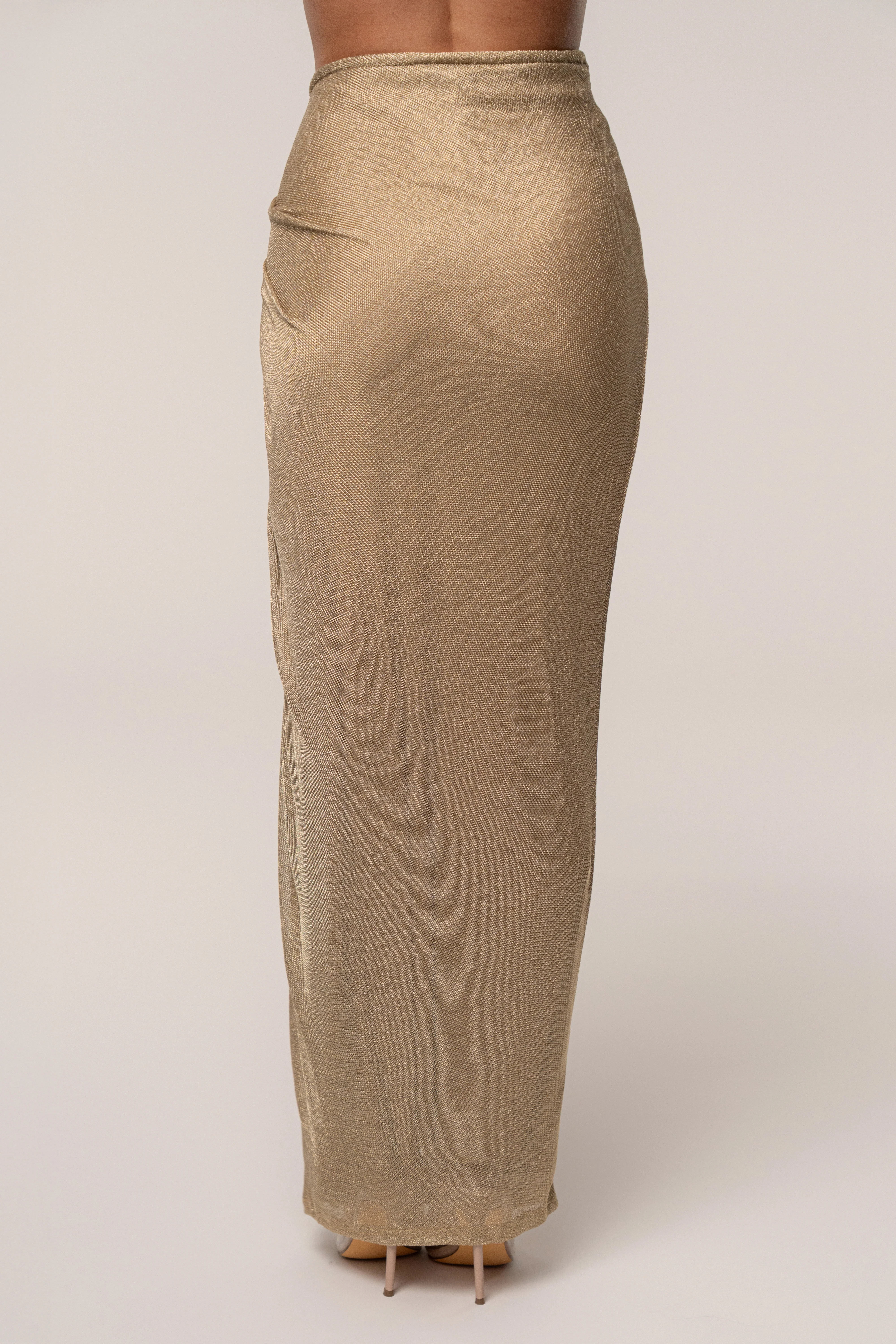 Gold Noelia Metallic Slit Skirt - Image 7
