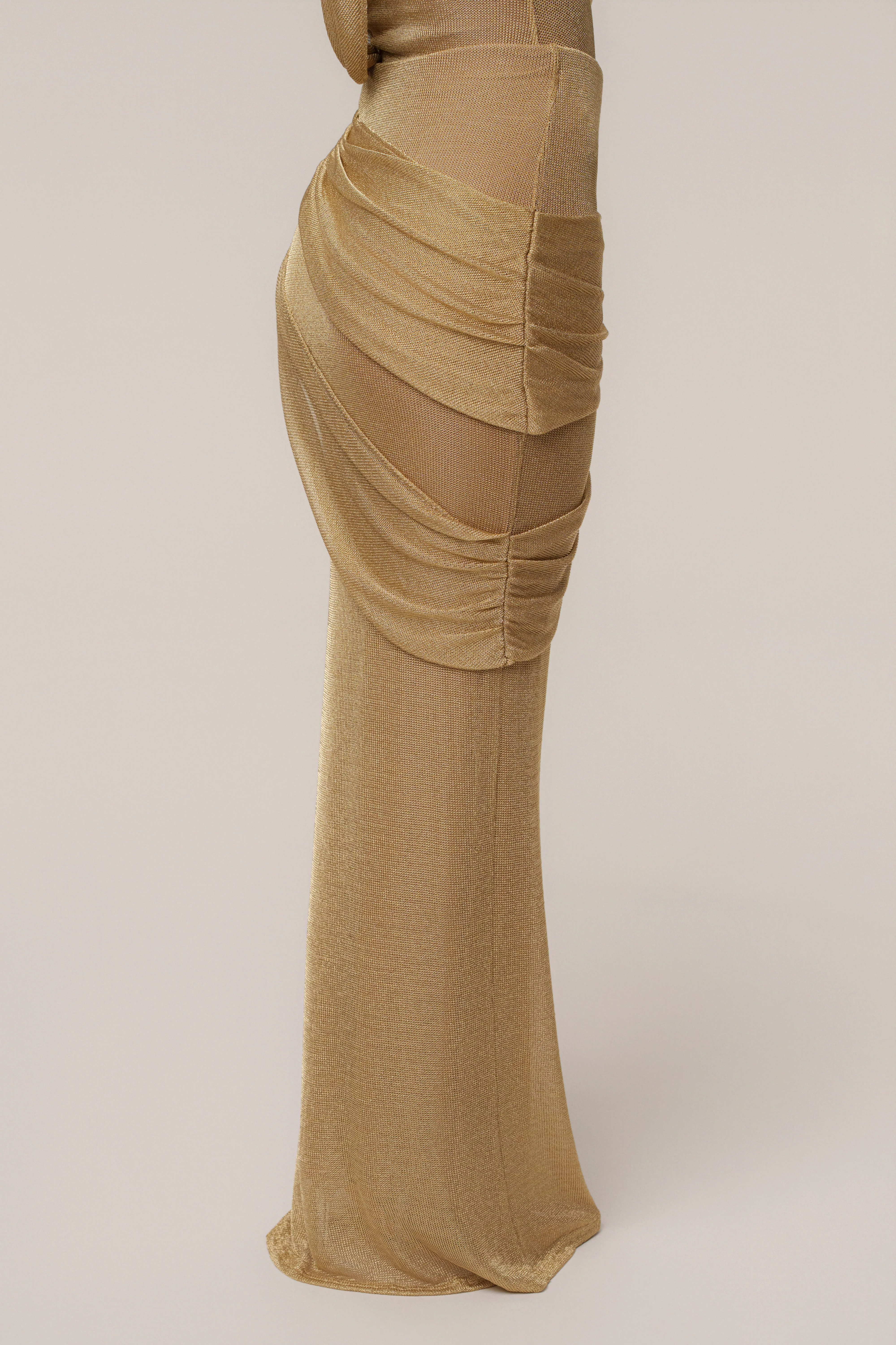 Gold Opulent Metallic Maxi Skirt - Image 10