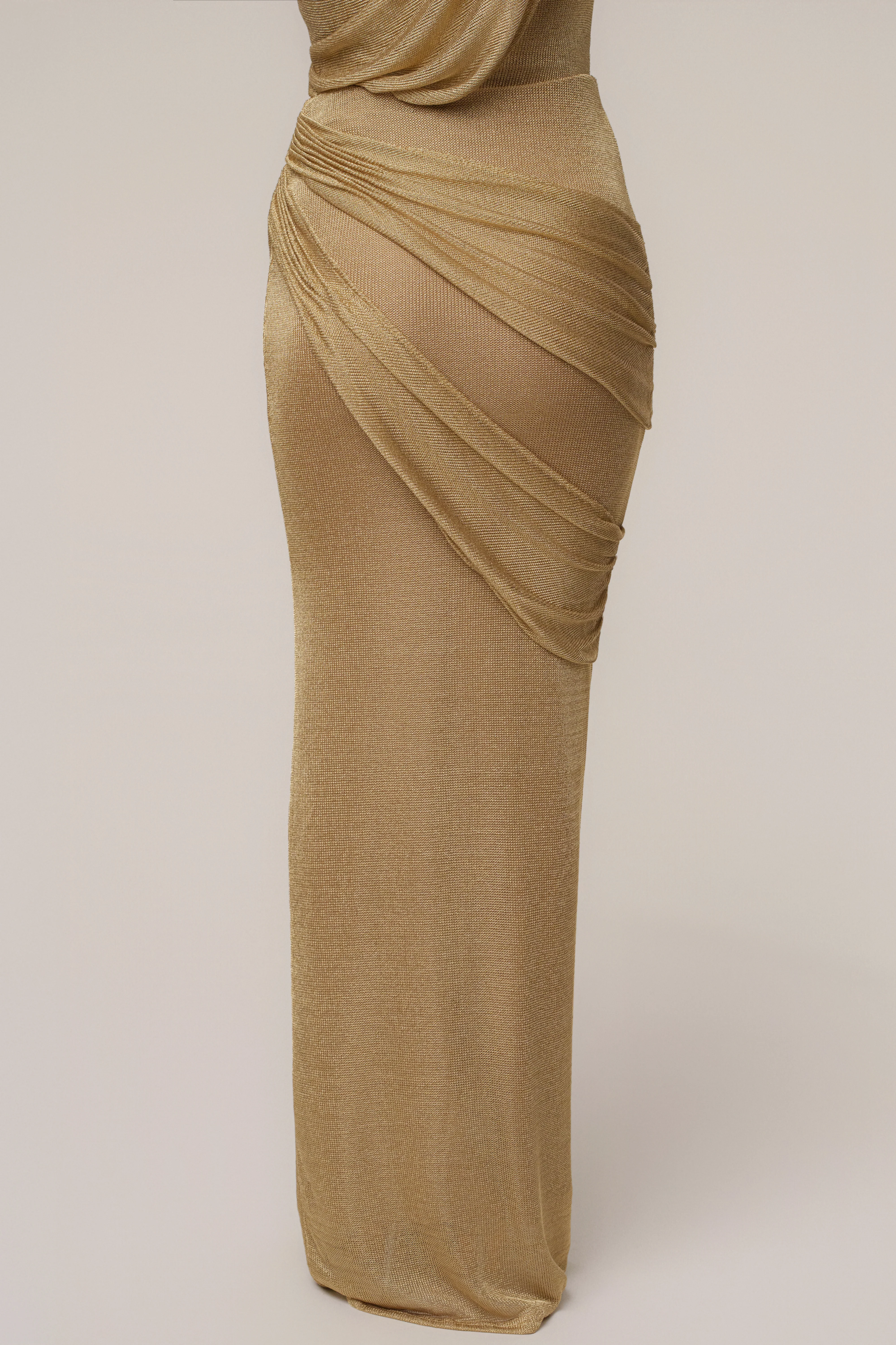 Gold Opulent Metallic Maxi Skirt - Image 12