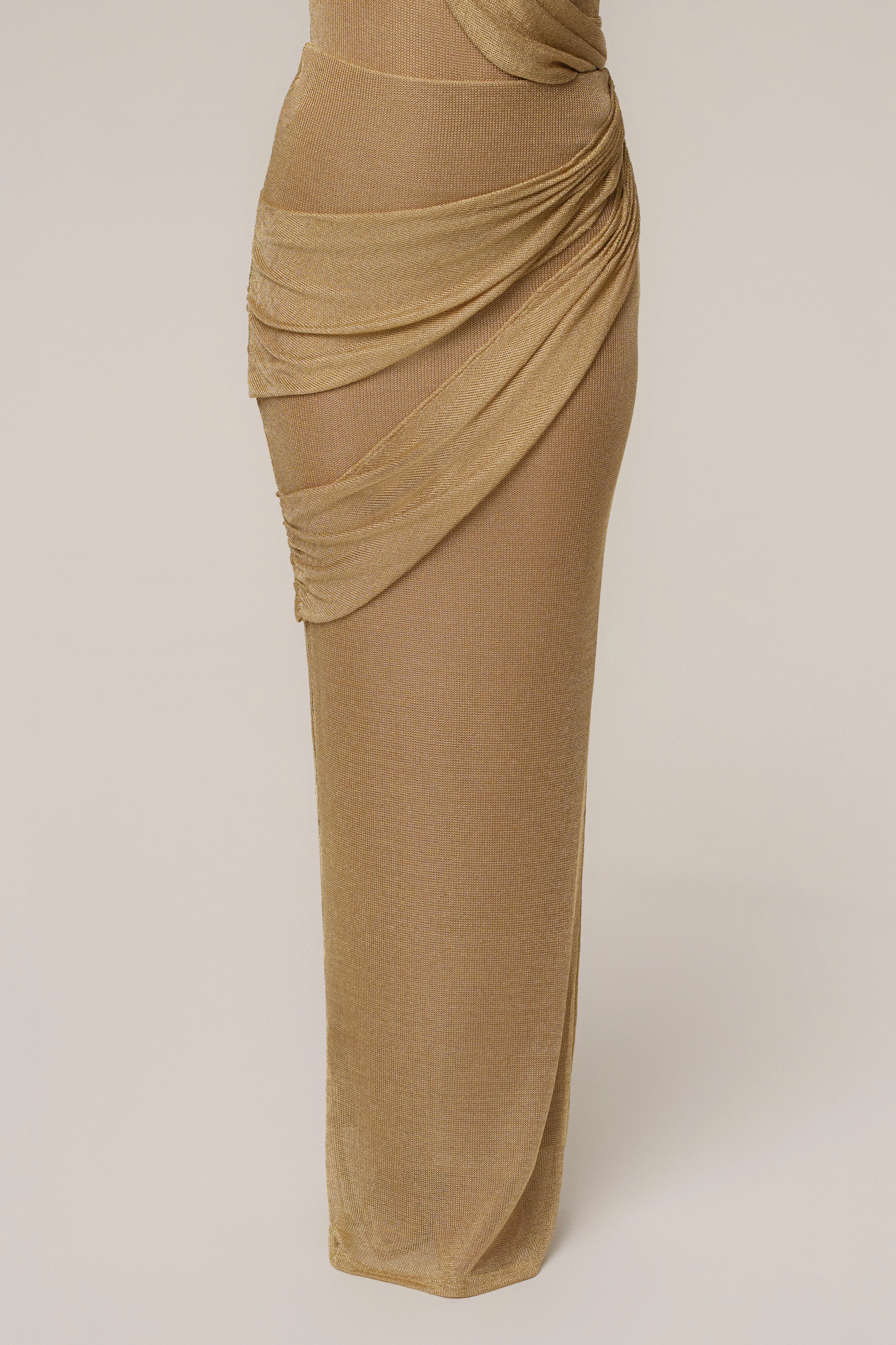 Gold Opulent Metallic Maxi Skirt - Image 3