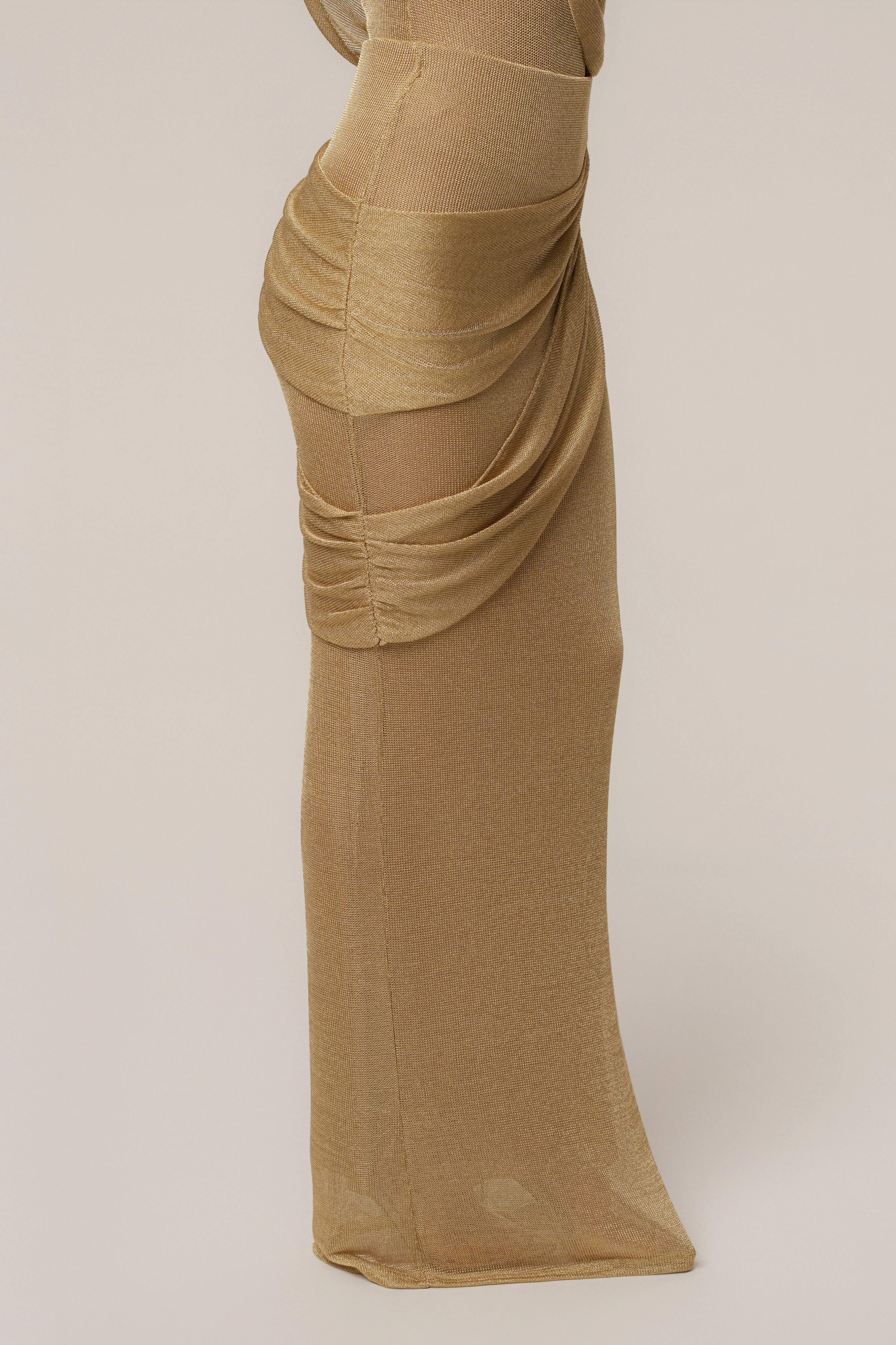 Gold Opulent Metallic Maxi Skirt - Image 8