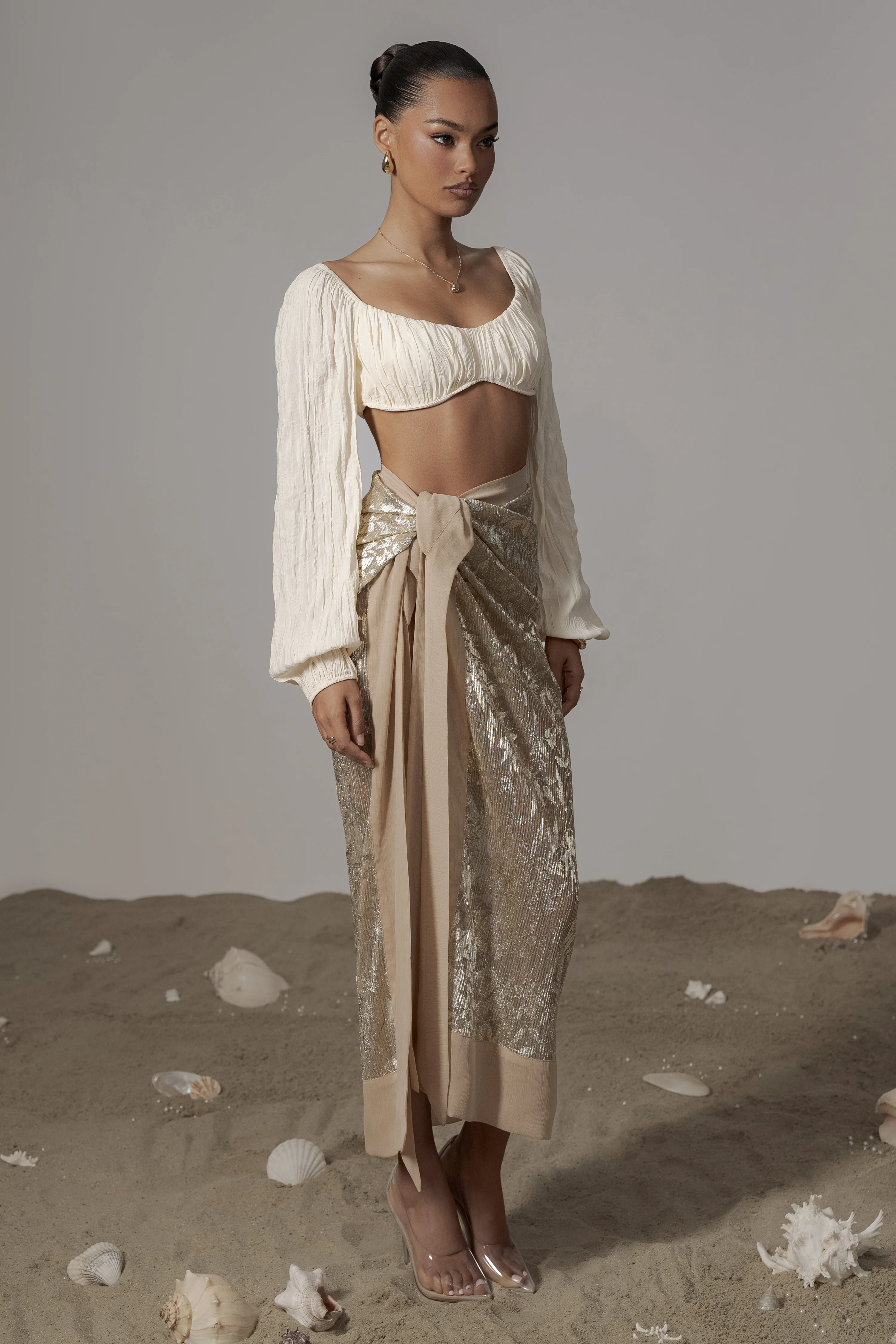 Gold Positano Printed Sarong Skirt - Image 10