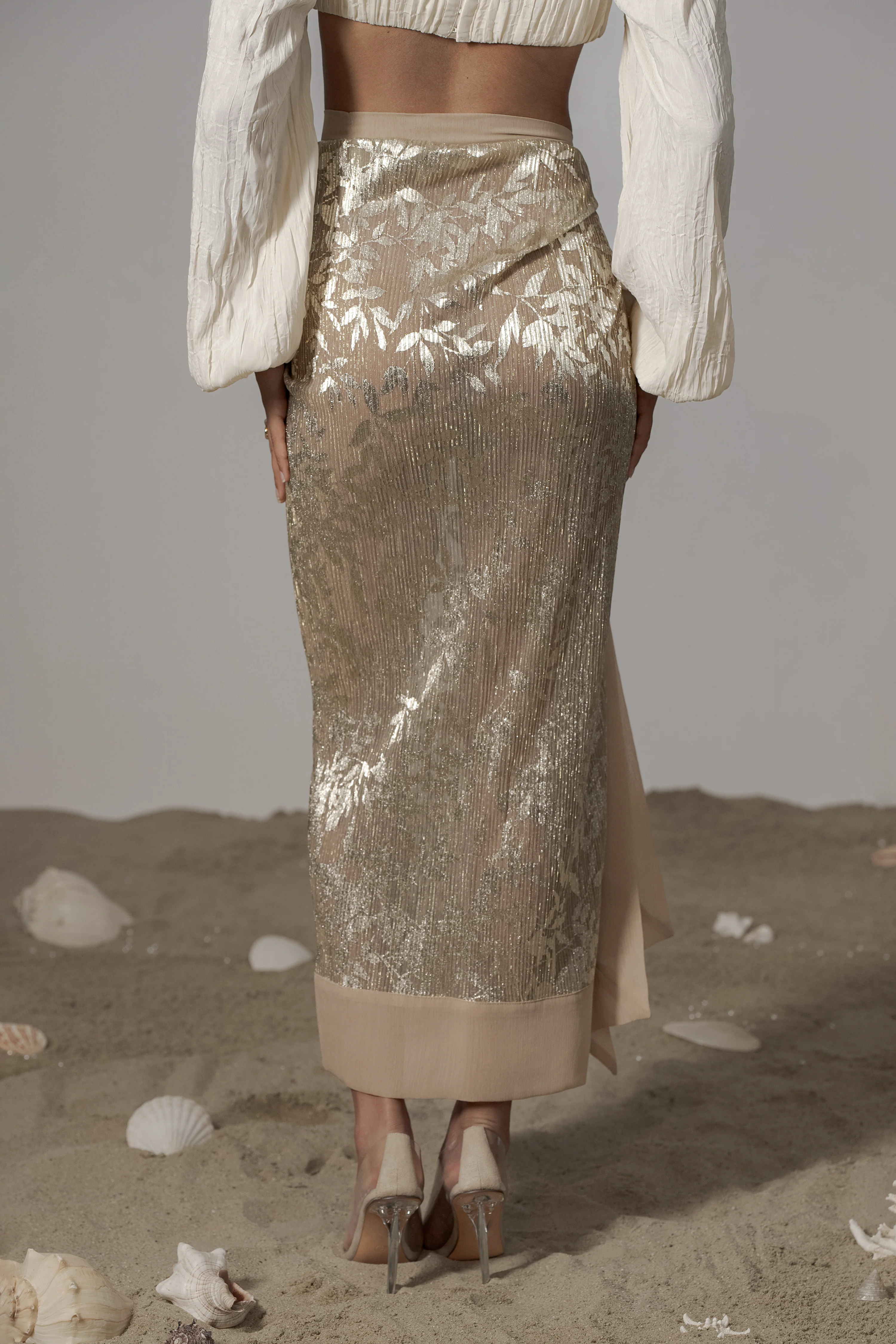 Gold Positano Printed Sarong Skirt - Image 13