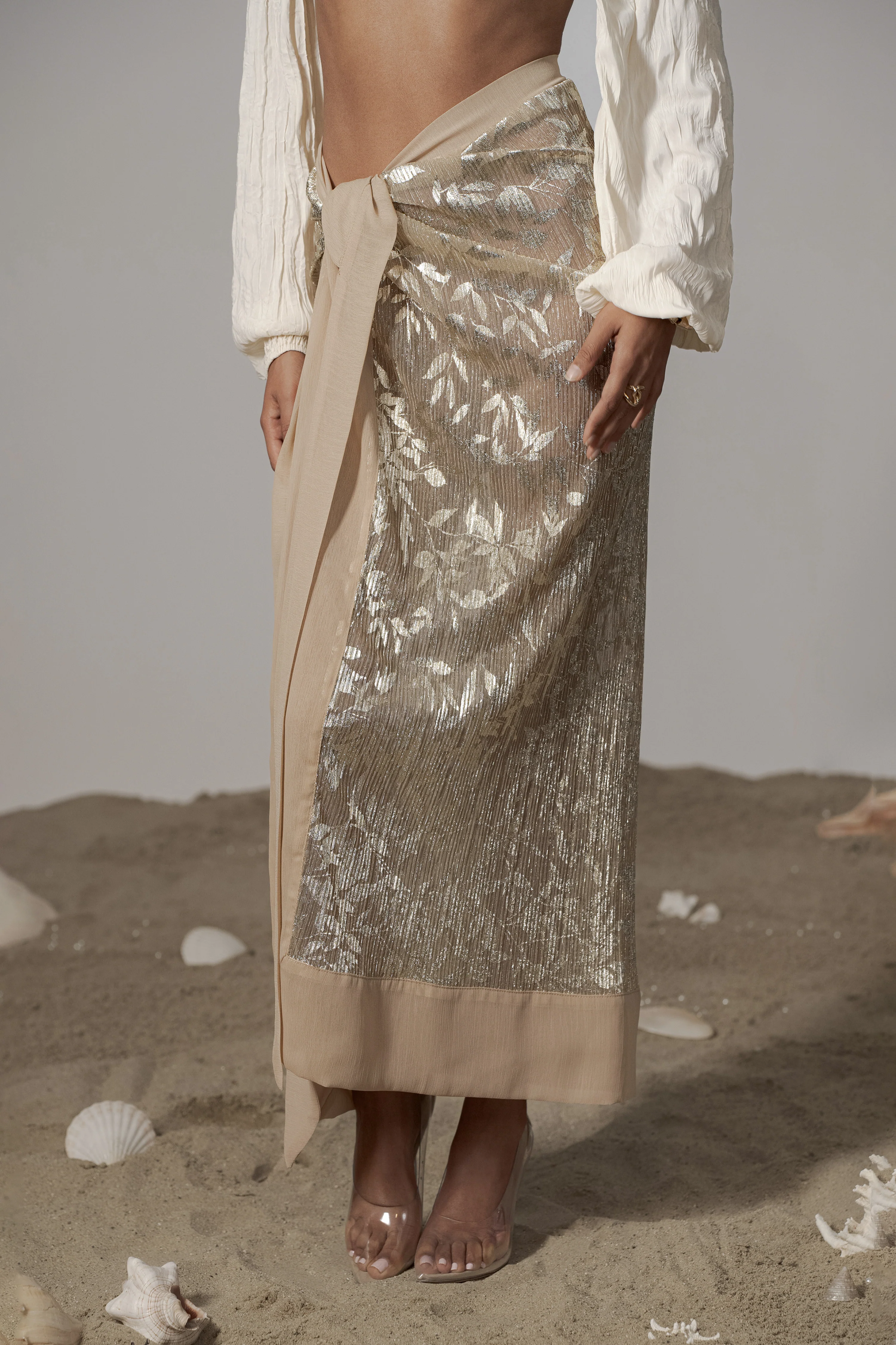 Gold Positano Printed Sarong Skirt - Image 3