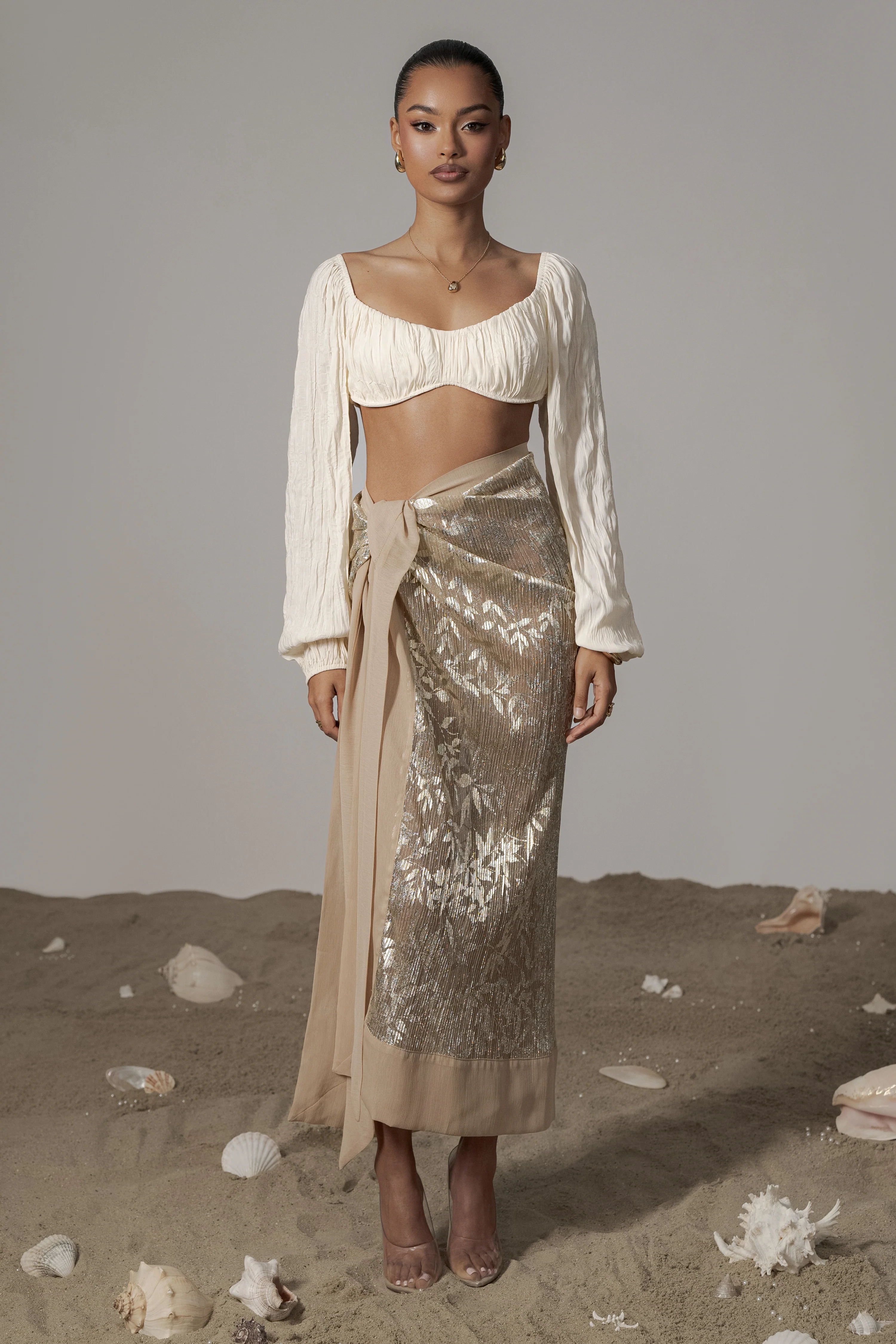 Gold Positano Printed Sarong Skirt - Image 4