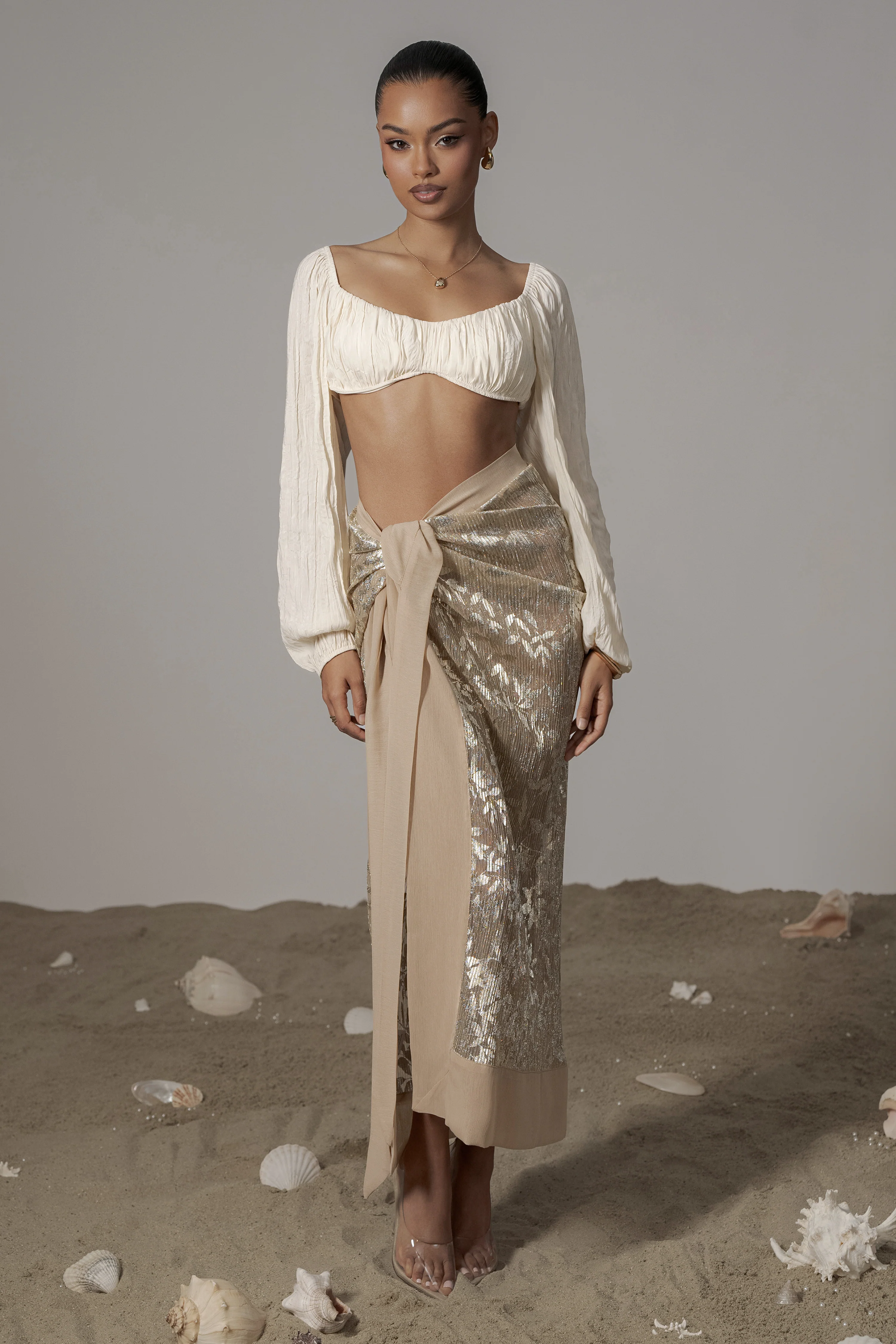 Gold Positano Printed Sarong Skirt - Image 6
