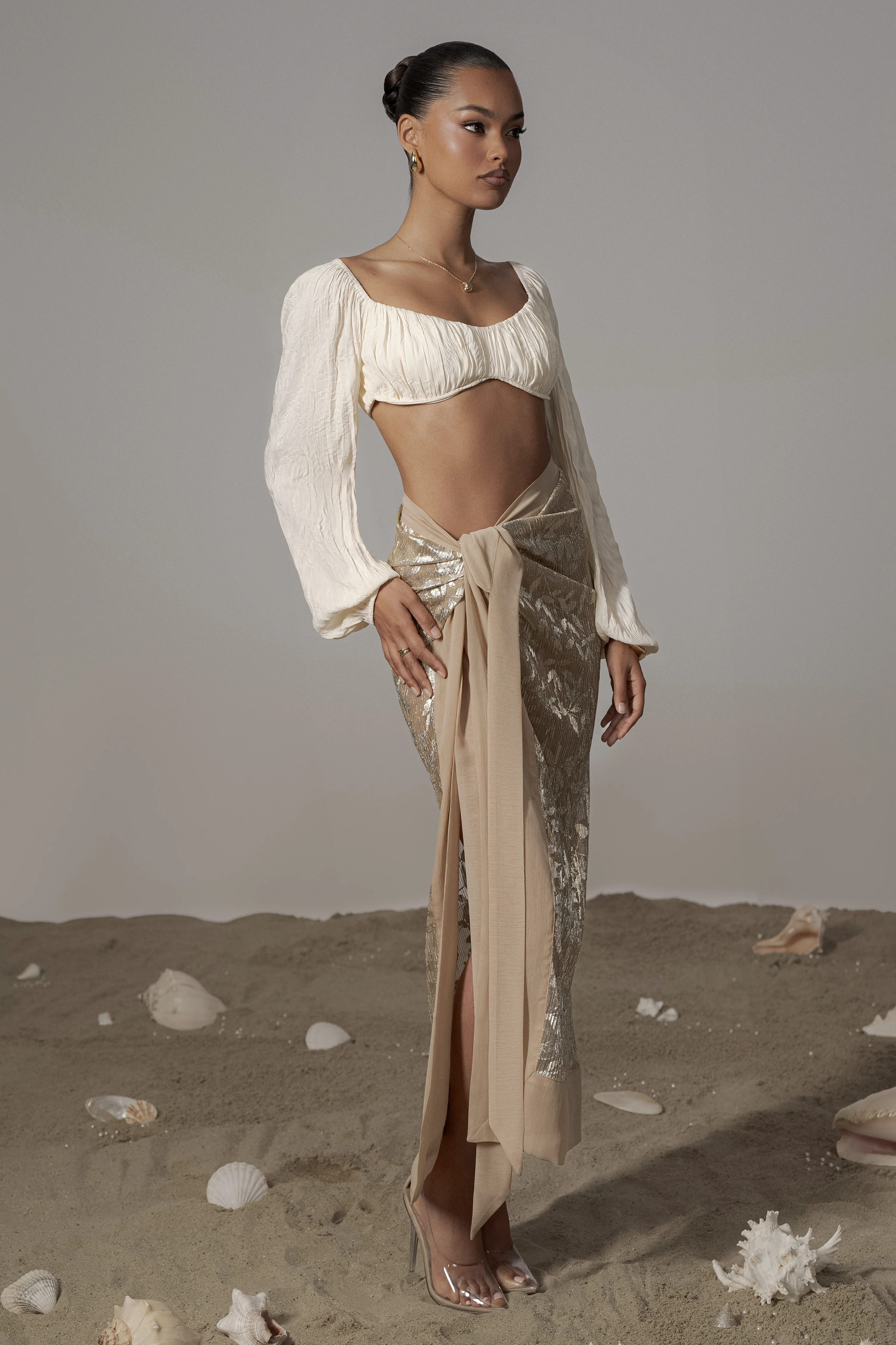 Gold Positano Printed Sarong Skirt - Image 8