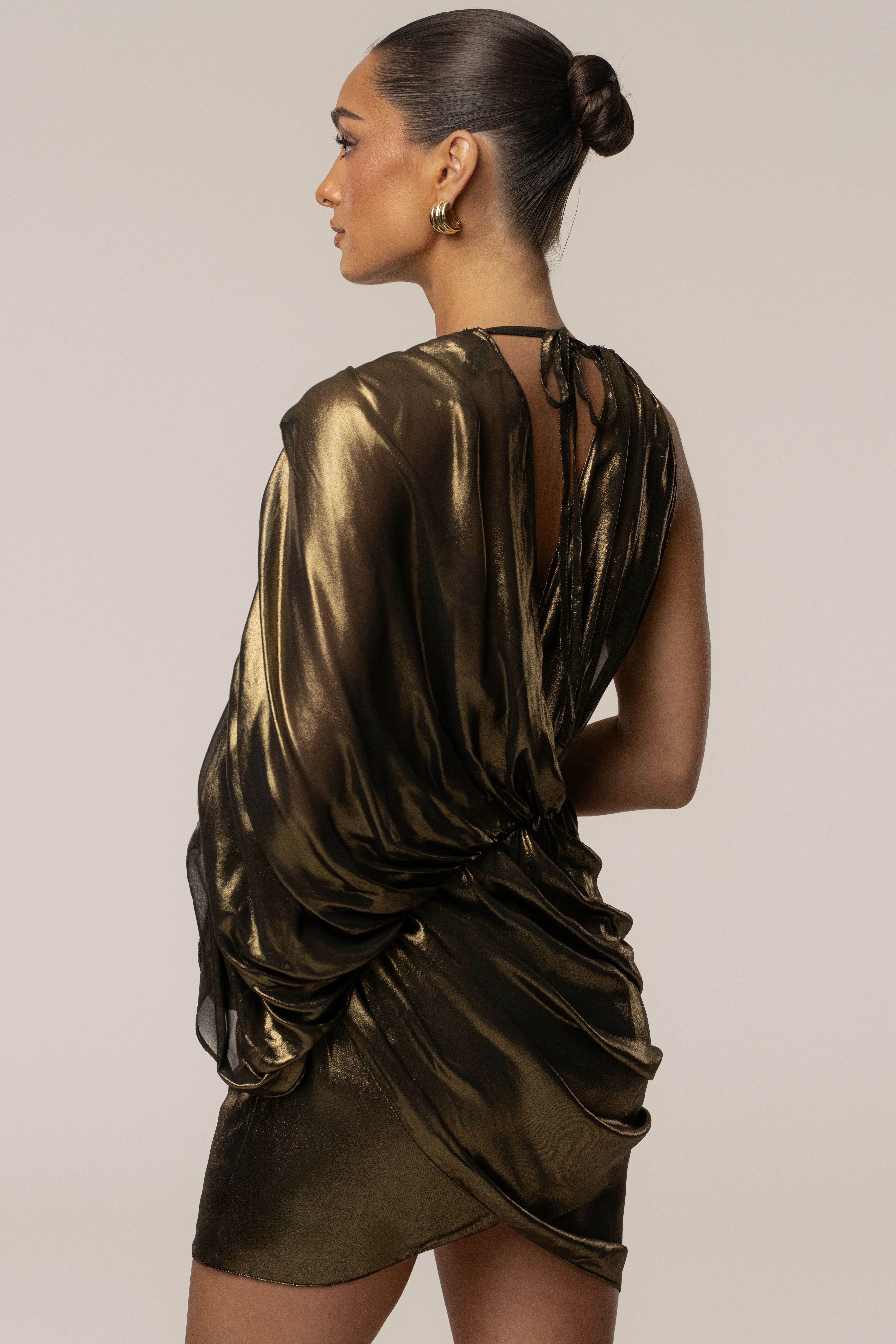 Gold Gleaming Metallic Mini Dress - Image 8