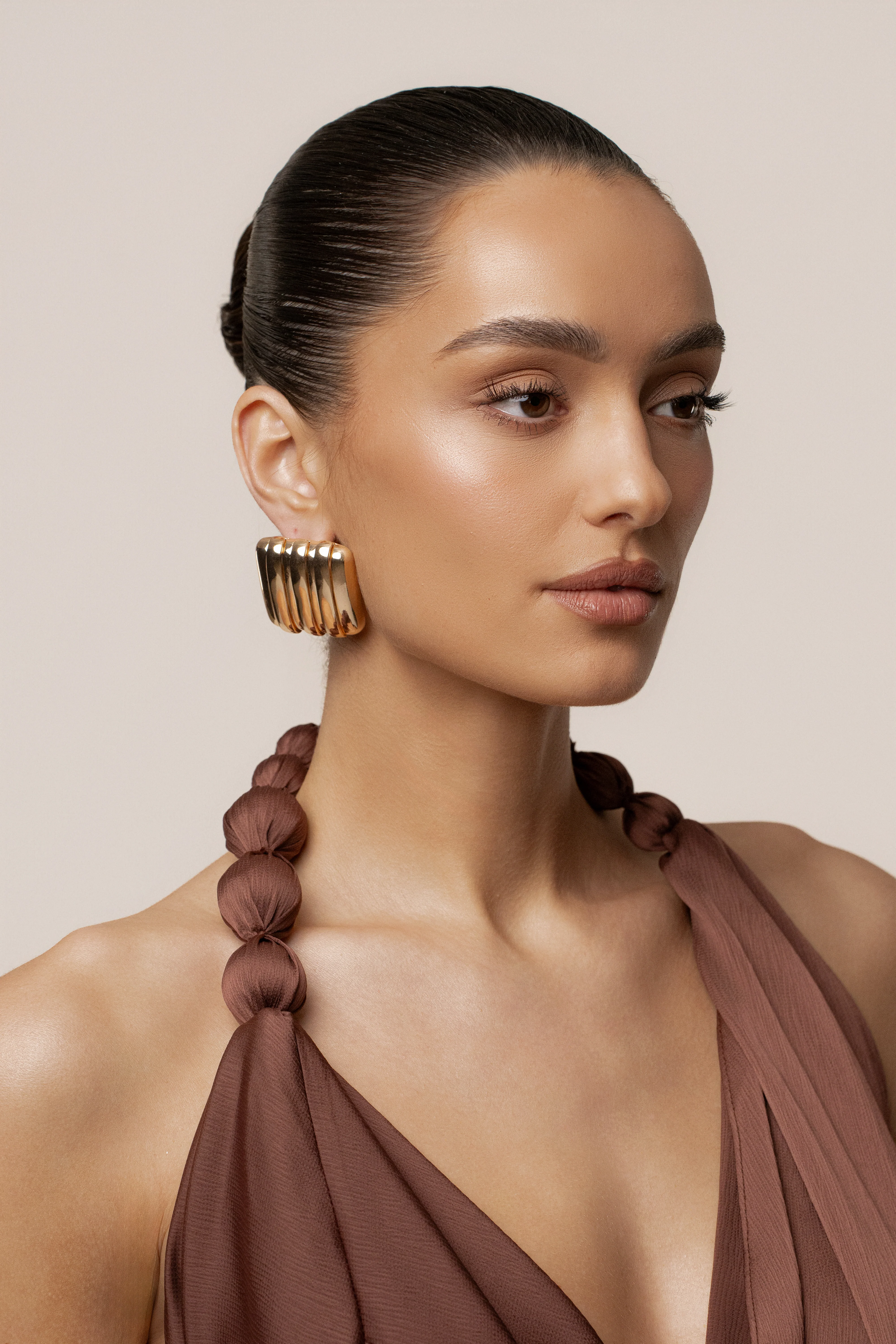 Gold  Sara Textured Earrings - Image 2