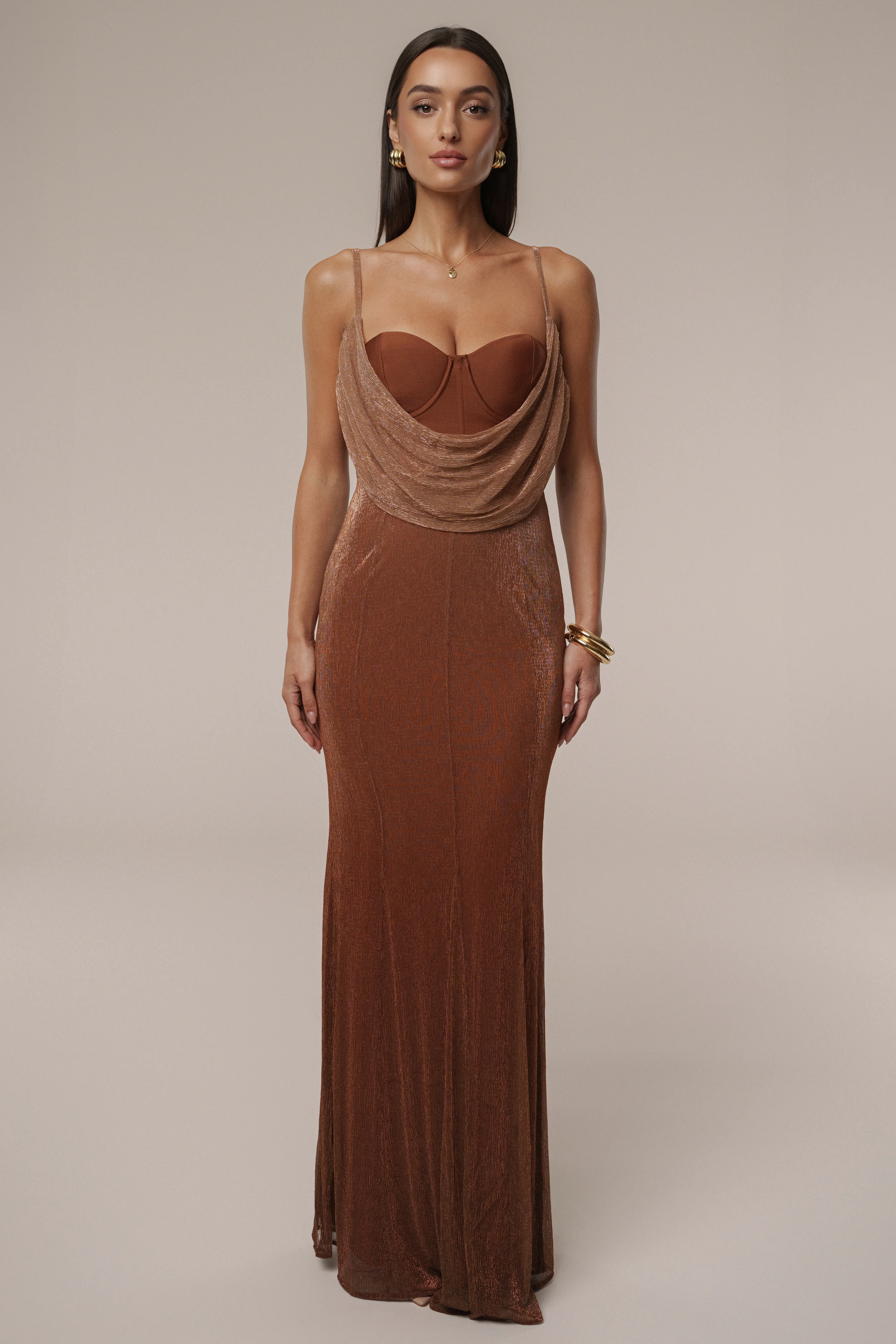 Gold Shimmery Nights Maxi Dress - Image 11