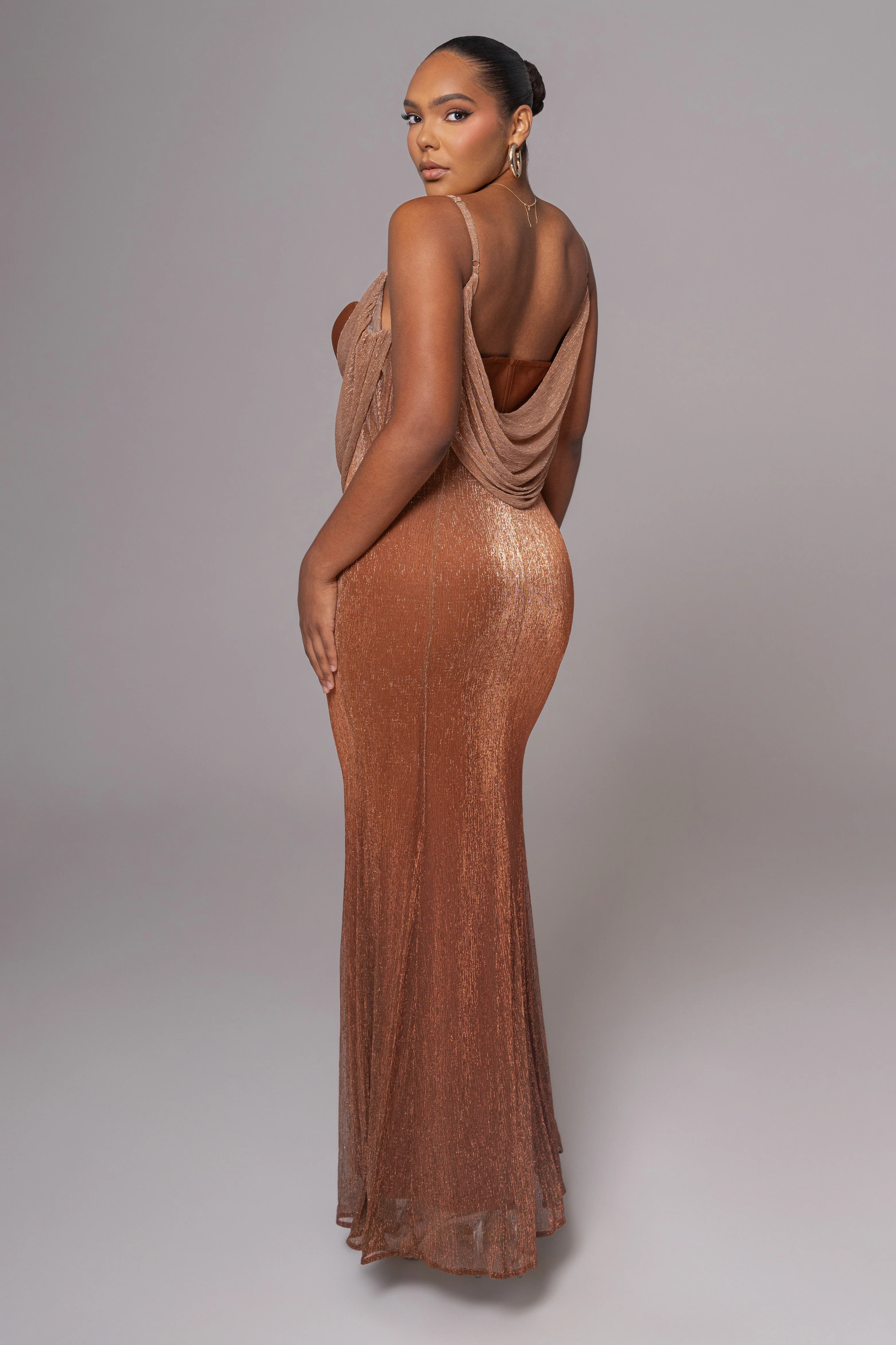 Gold Shimmery Nights Maxi Dress - Image 13