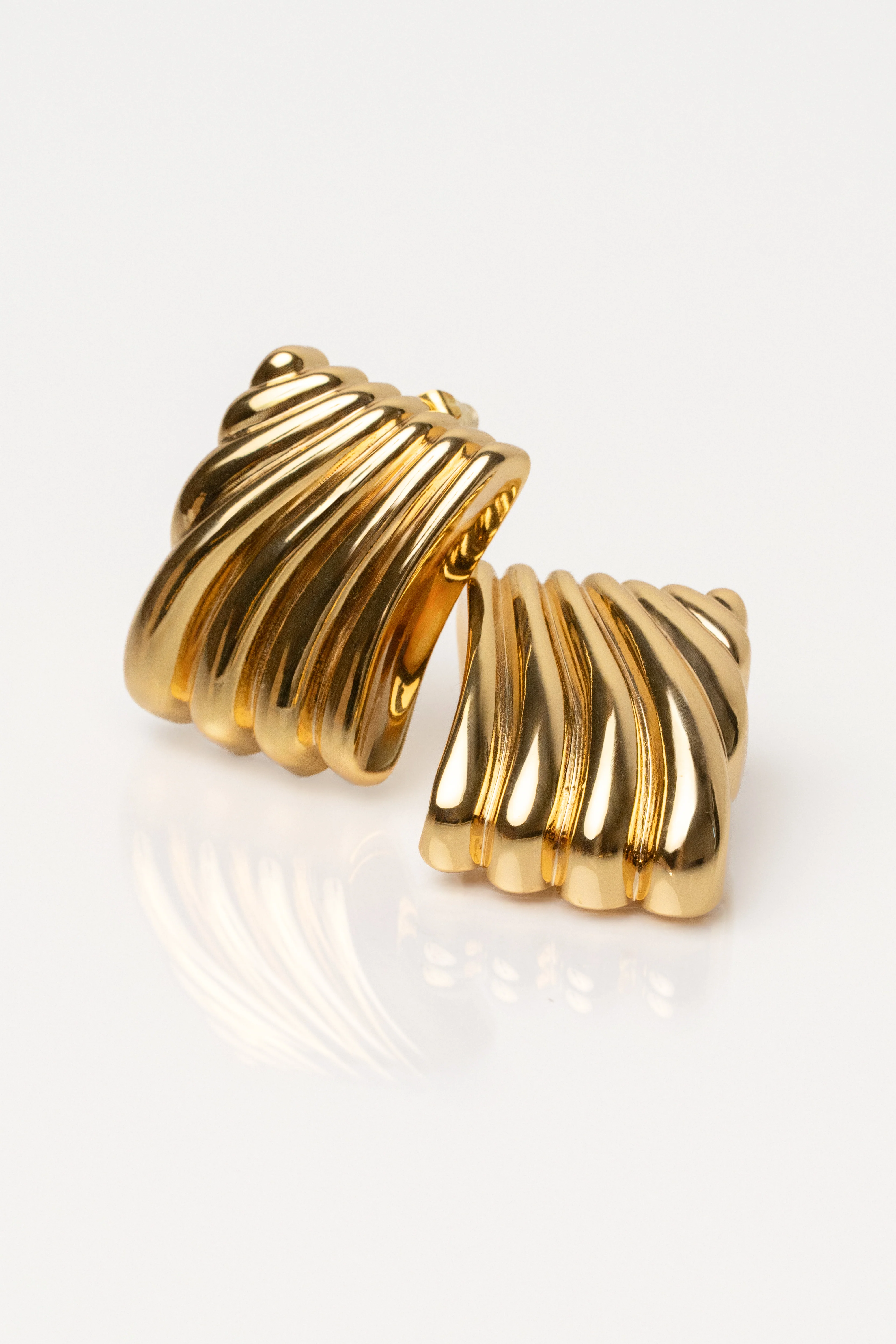 Gold Square Texture Earrings - Image 2