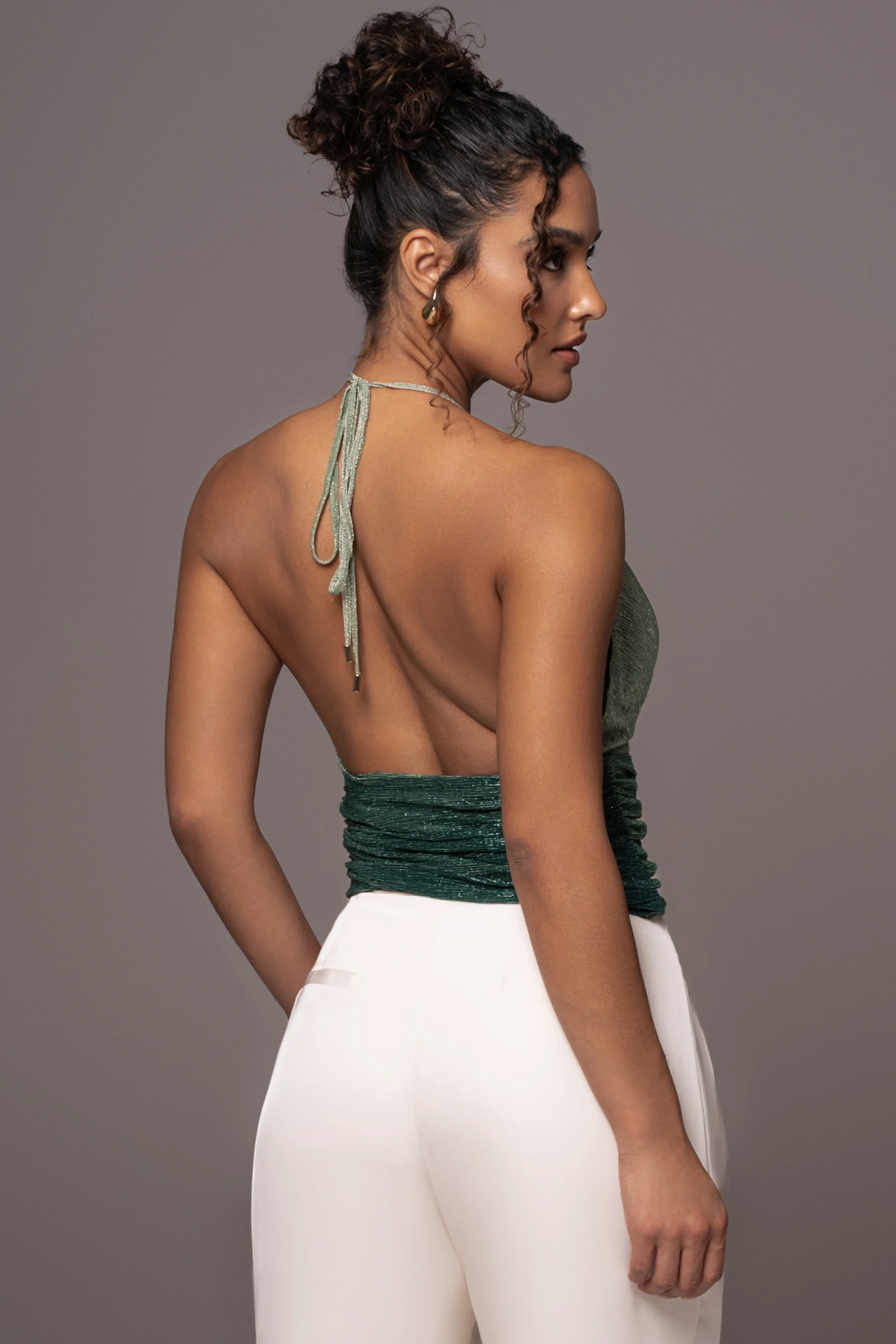 Green Bliss Halter Drape Top - Image 4