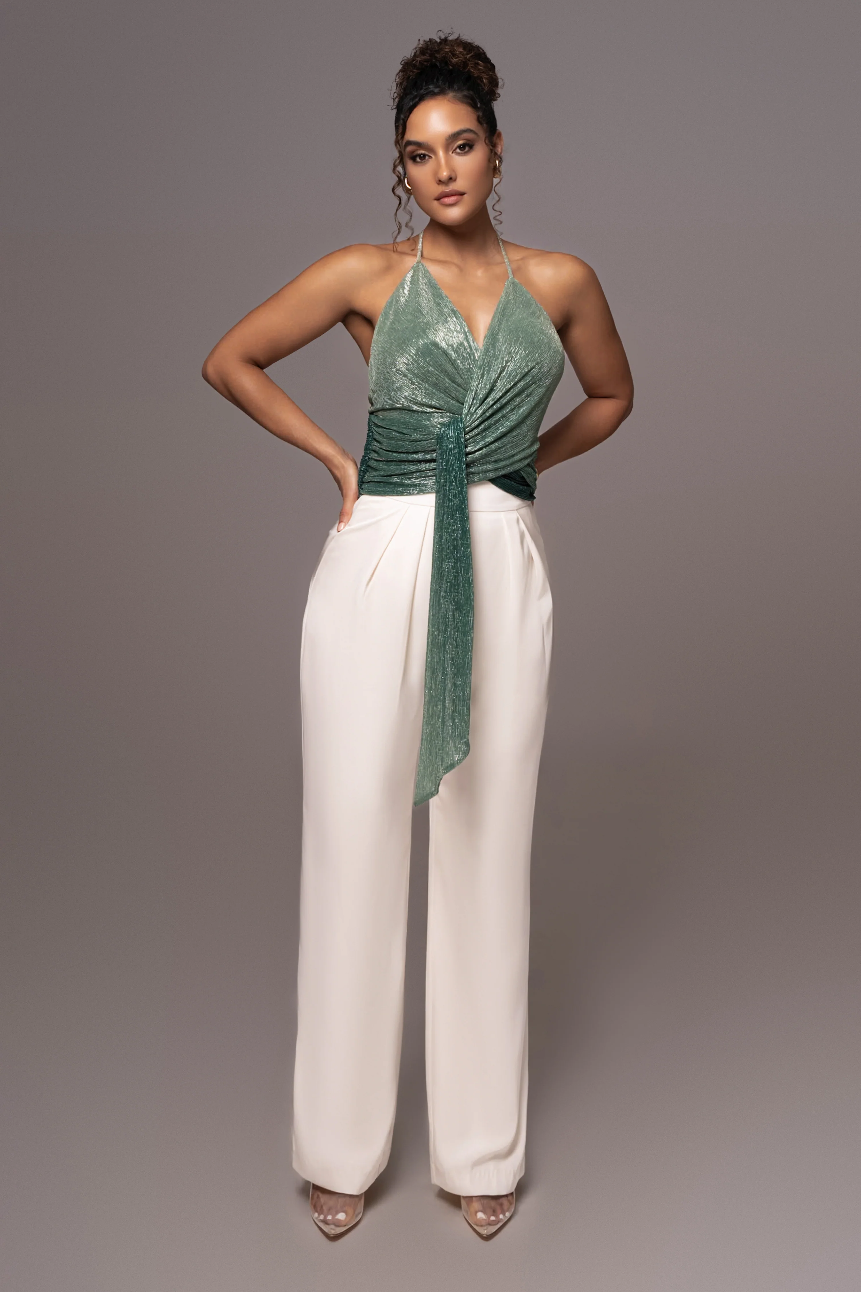 Green Bliss Halter Drape Top - Image 5