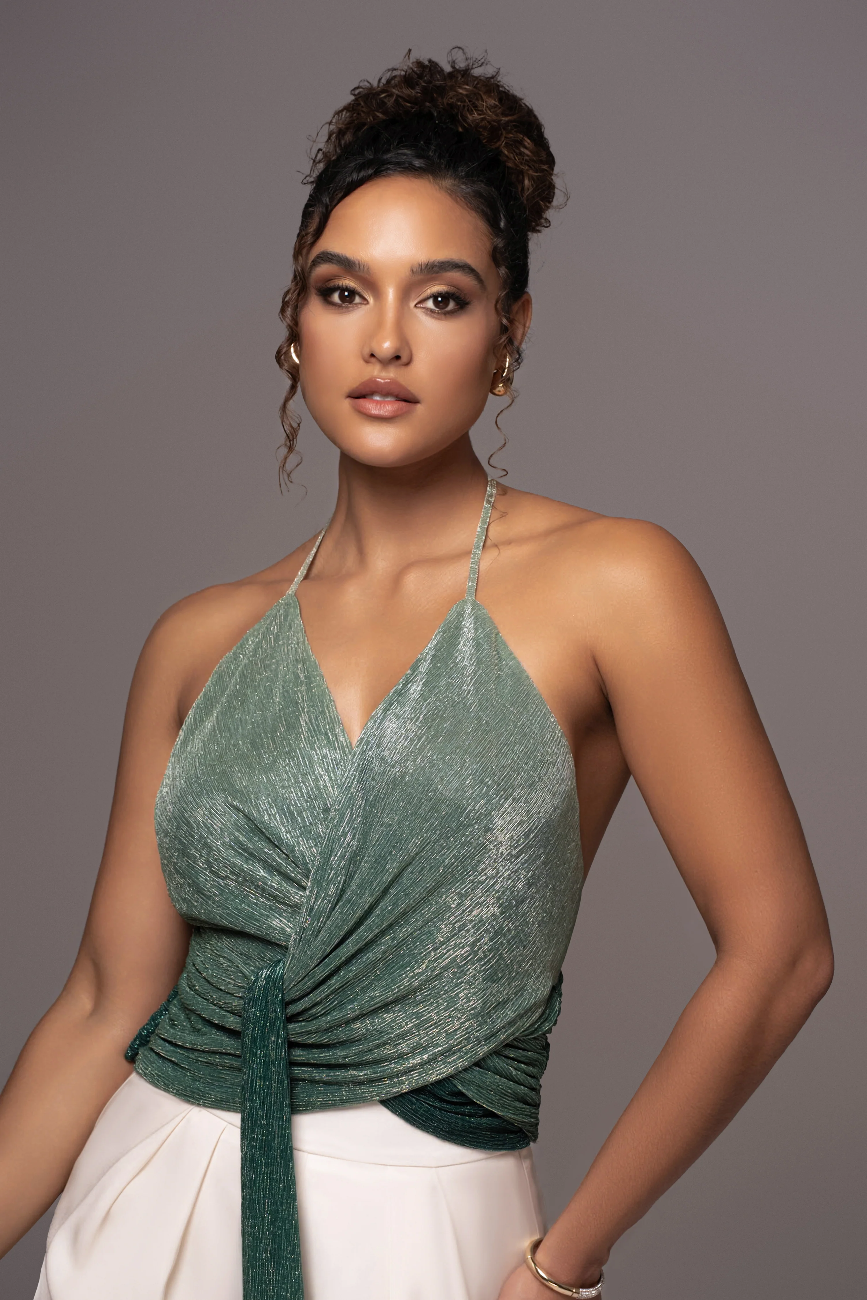 Green Bliss Halter Drape Top - Image 6