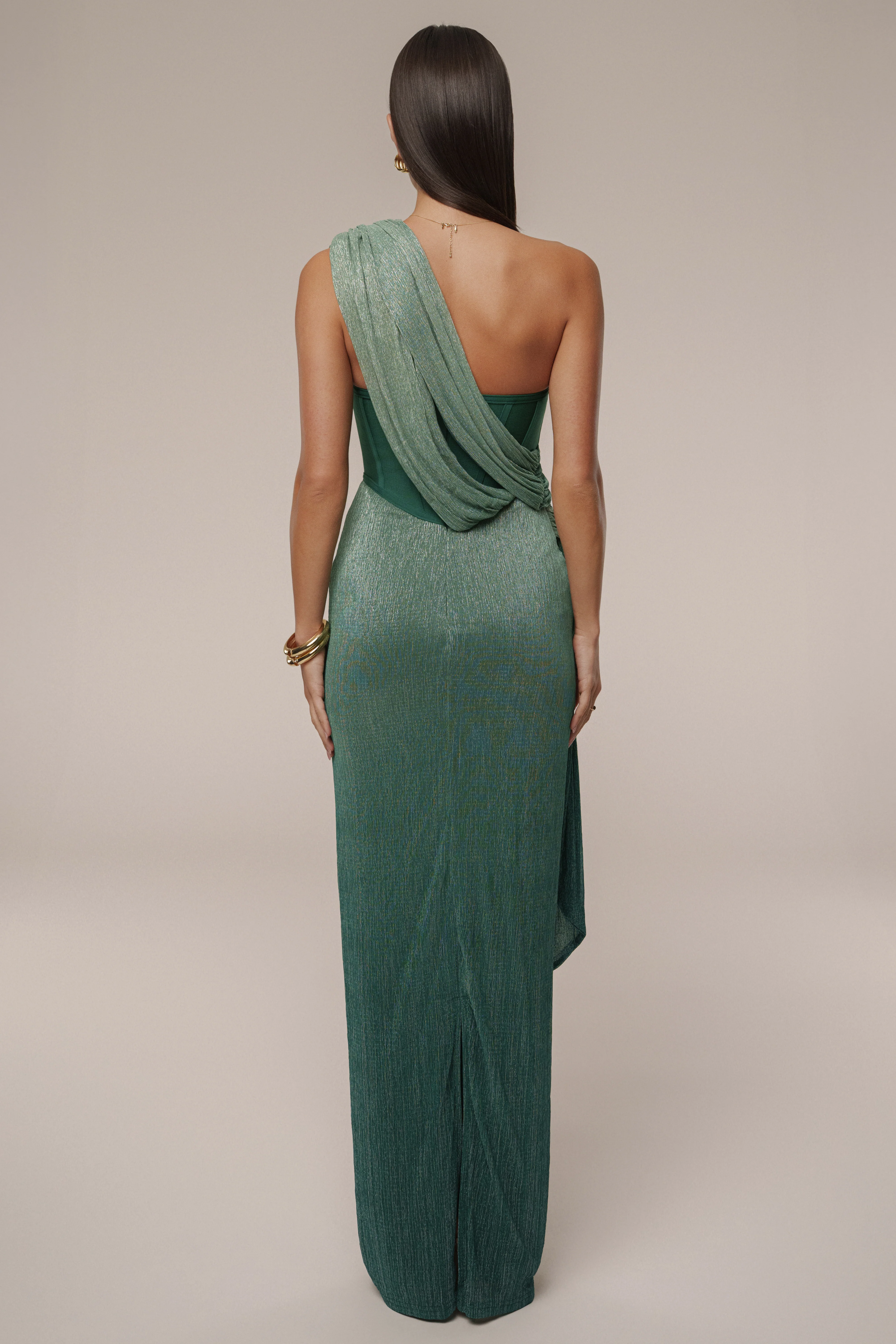 Green Celestina Draped Maxi Dress - Image 13