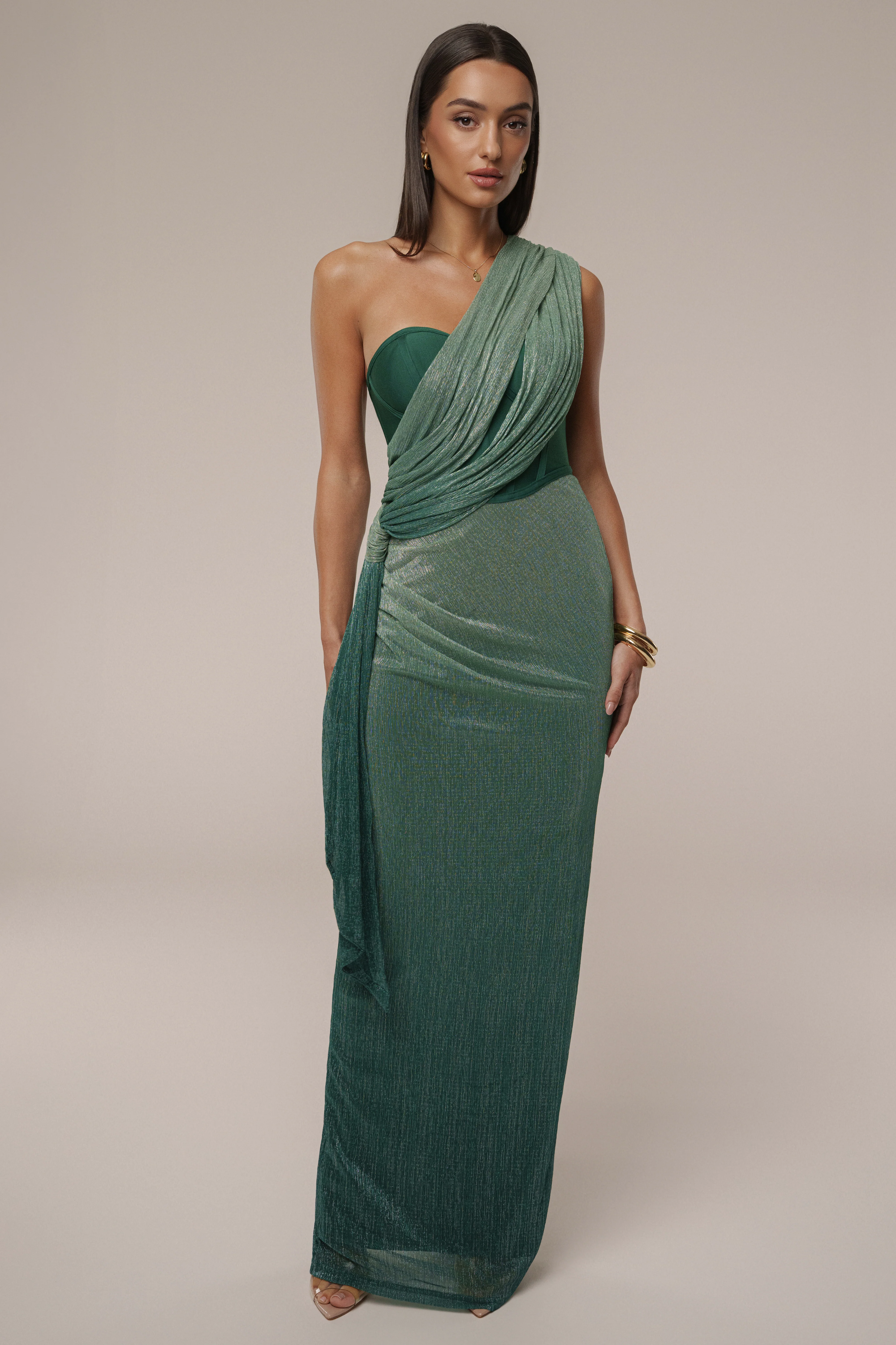 Green Celestina Draped Maxi Dress - Image 7