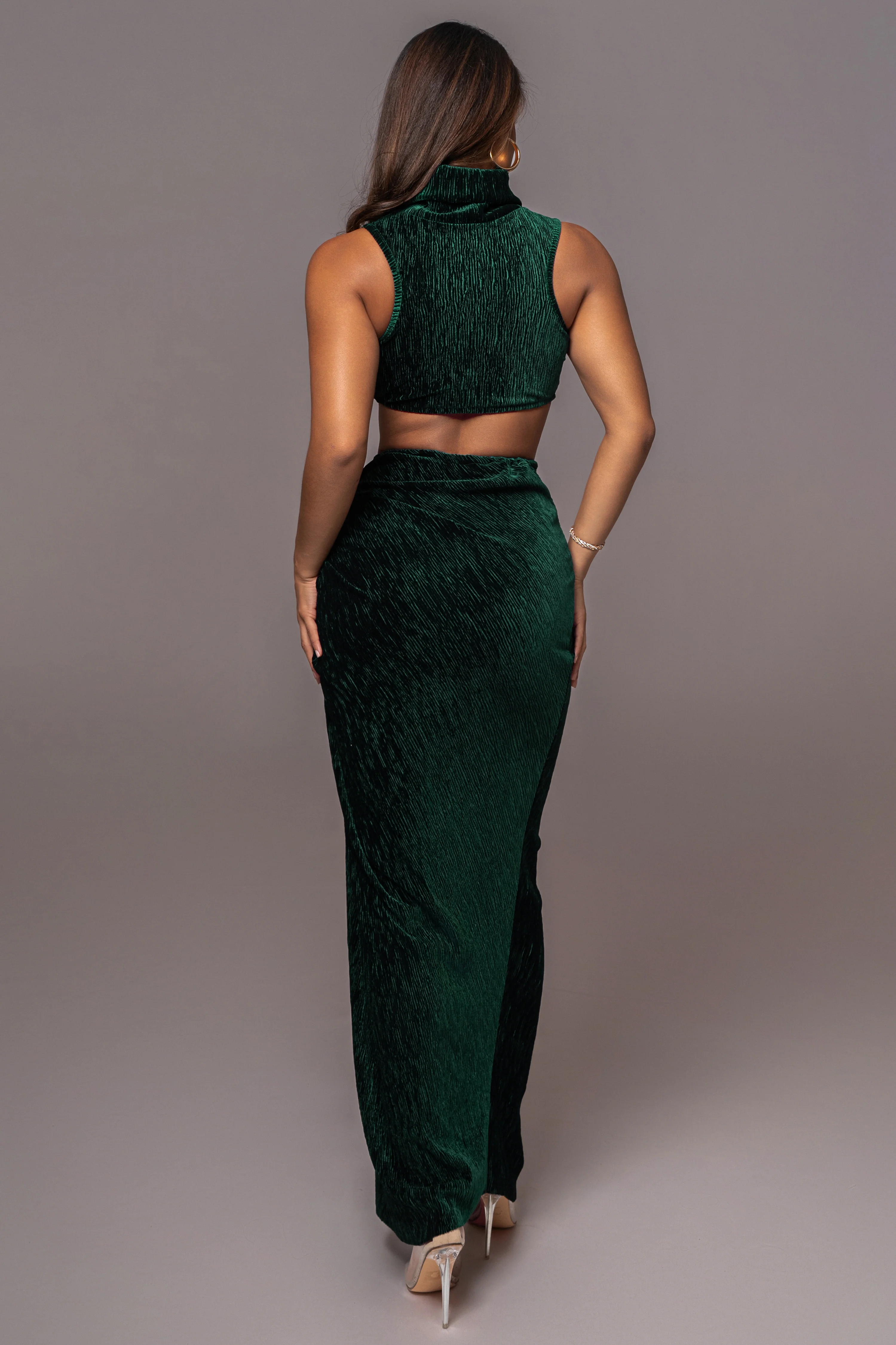 Green Chosen One Velvet Skirt Set - Image 9