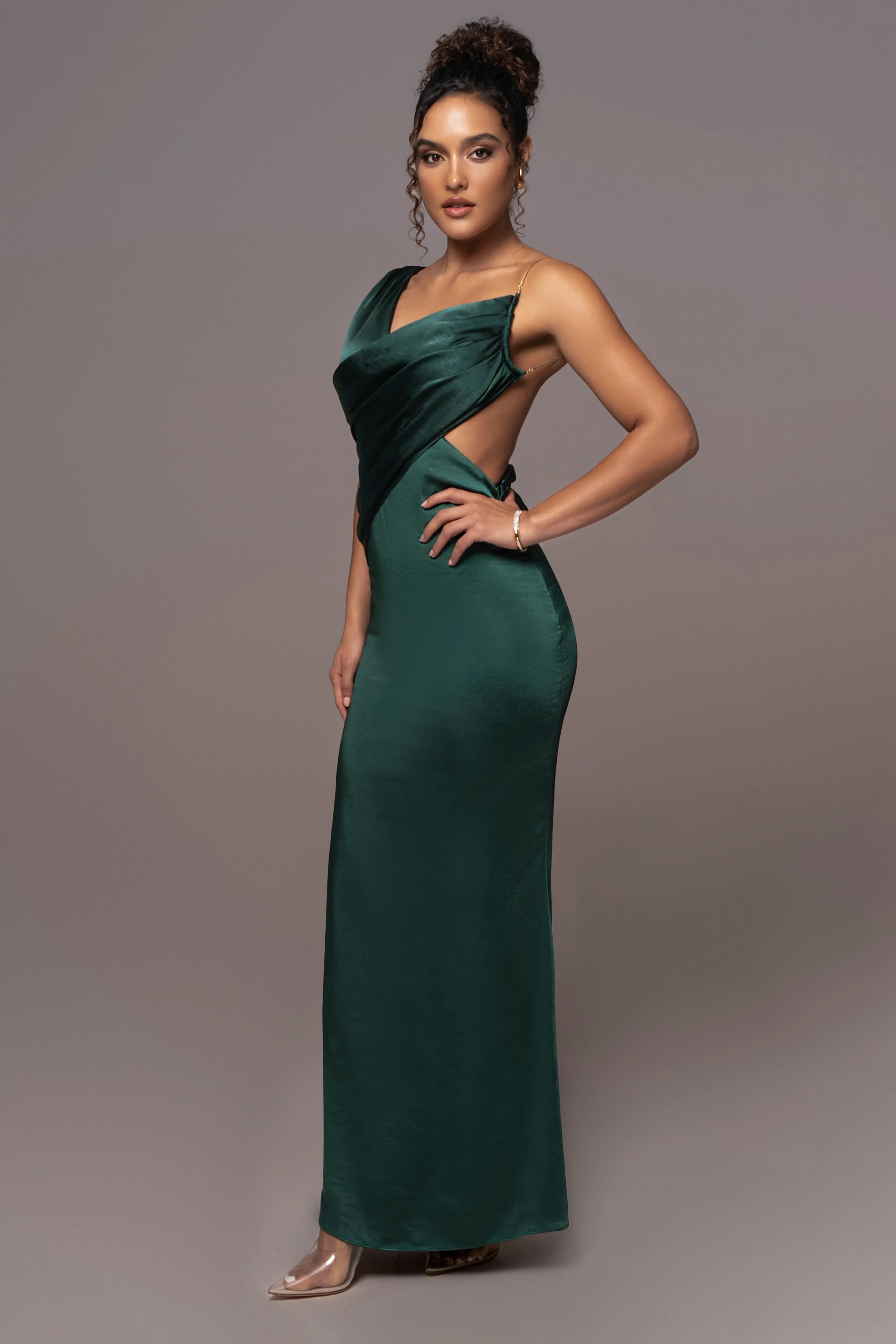 Green Satin Belle Maxi Dress - Image 11
