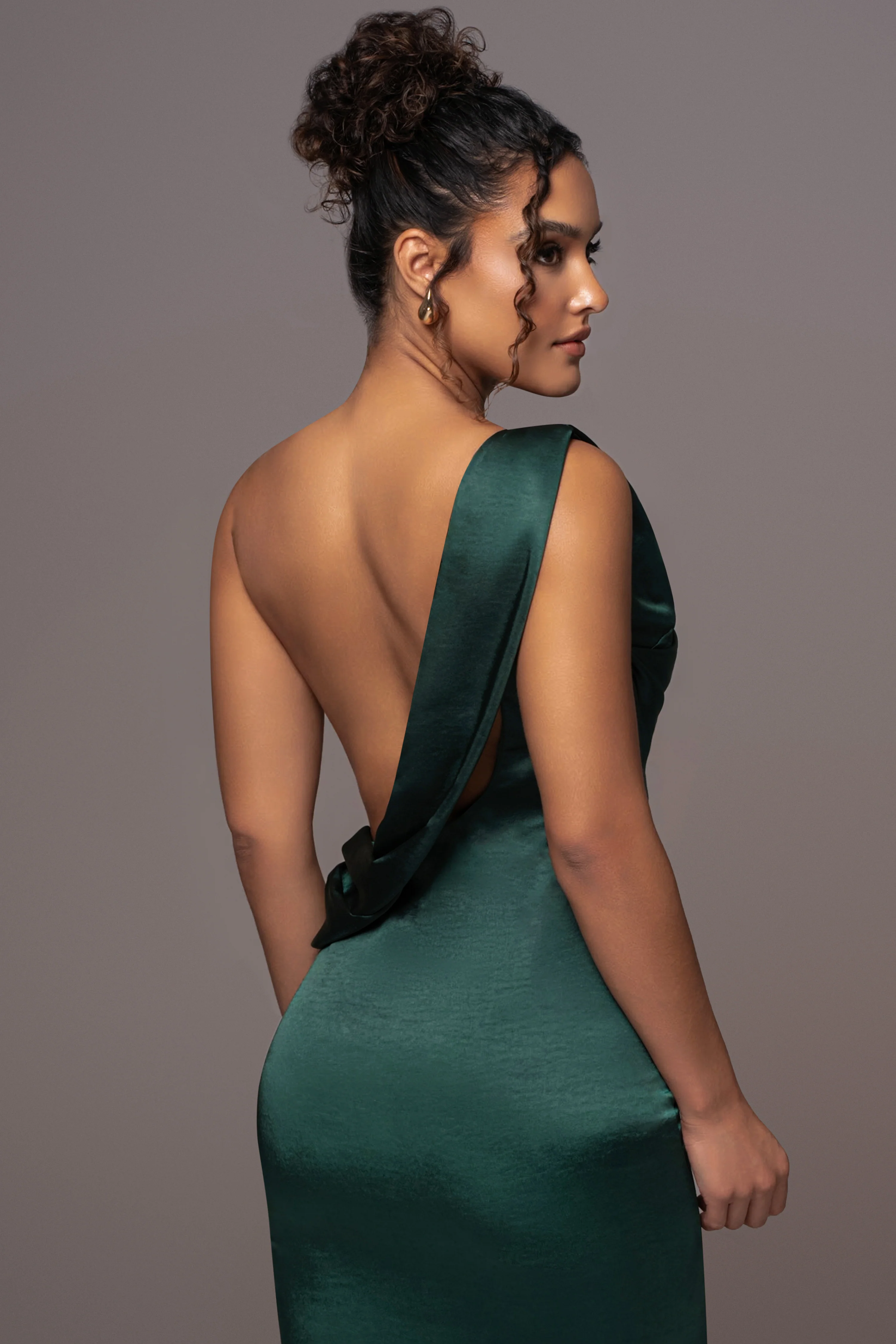 Green Satin Belle Maxi Dress - Image 16