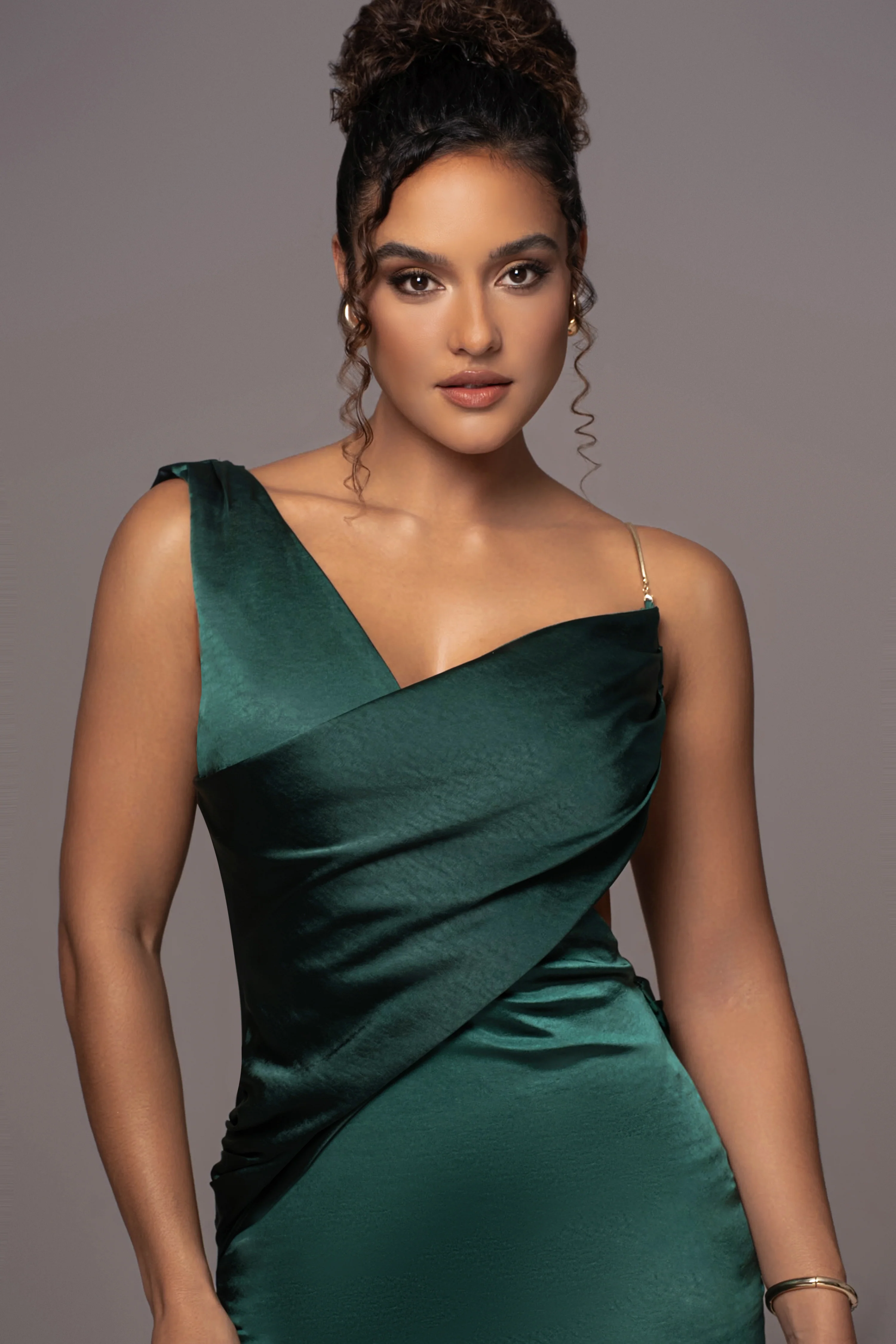 Green Satin Belle Maxi Dress - Image 5
