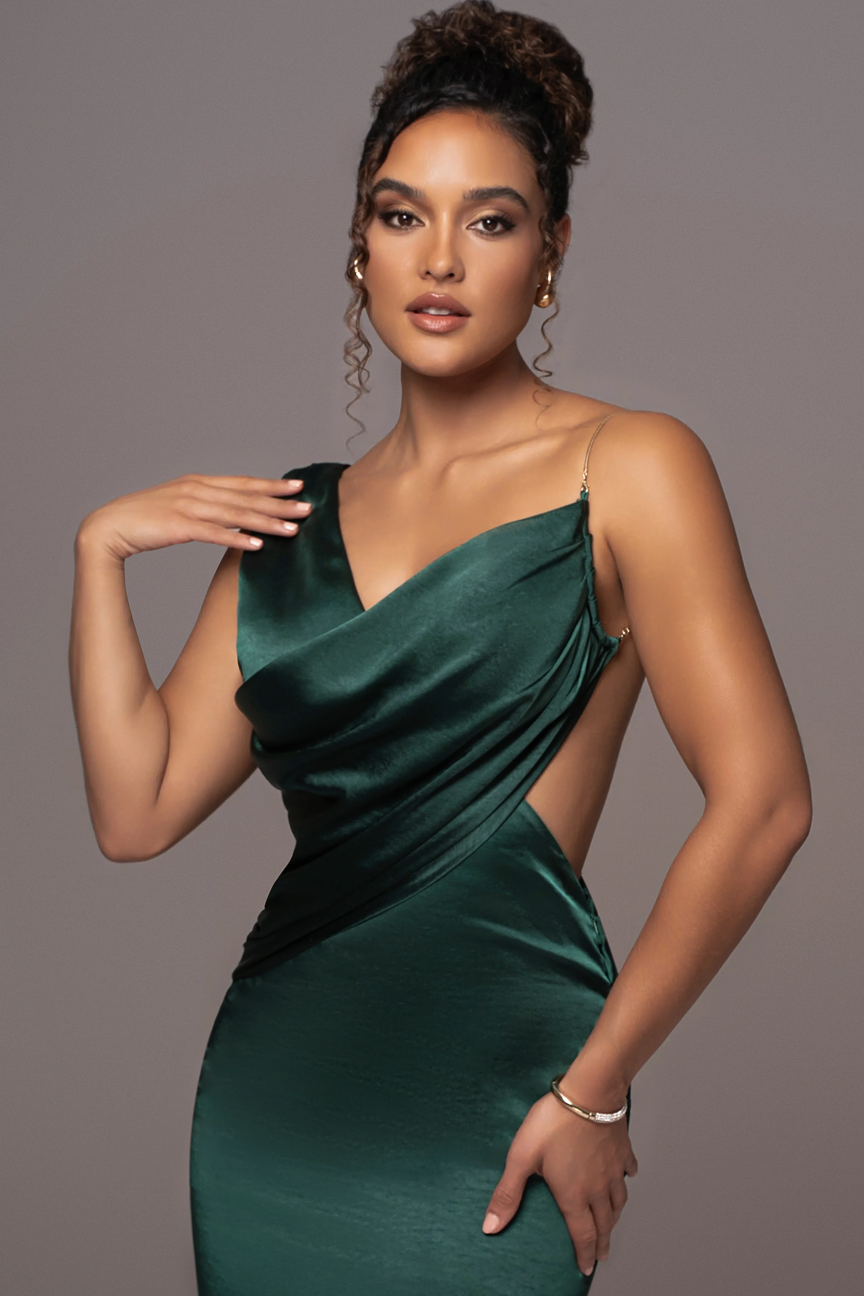 Green Satin Belle Maxi Dress - Image 7