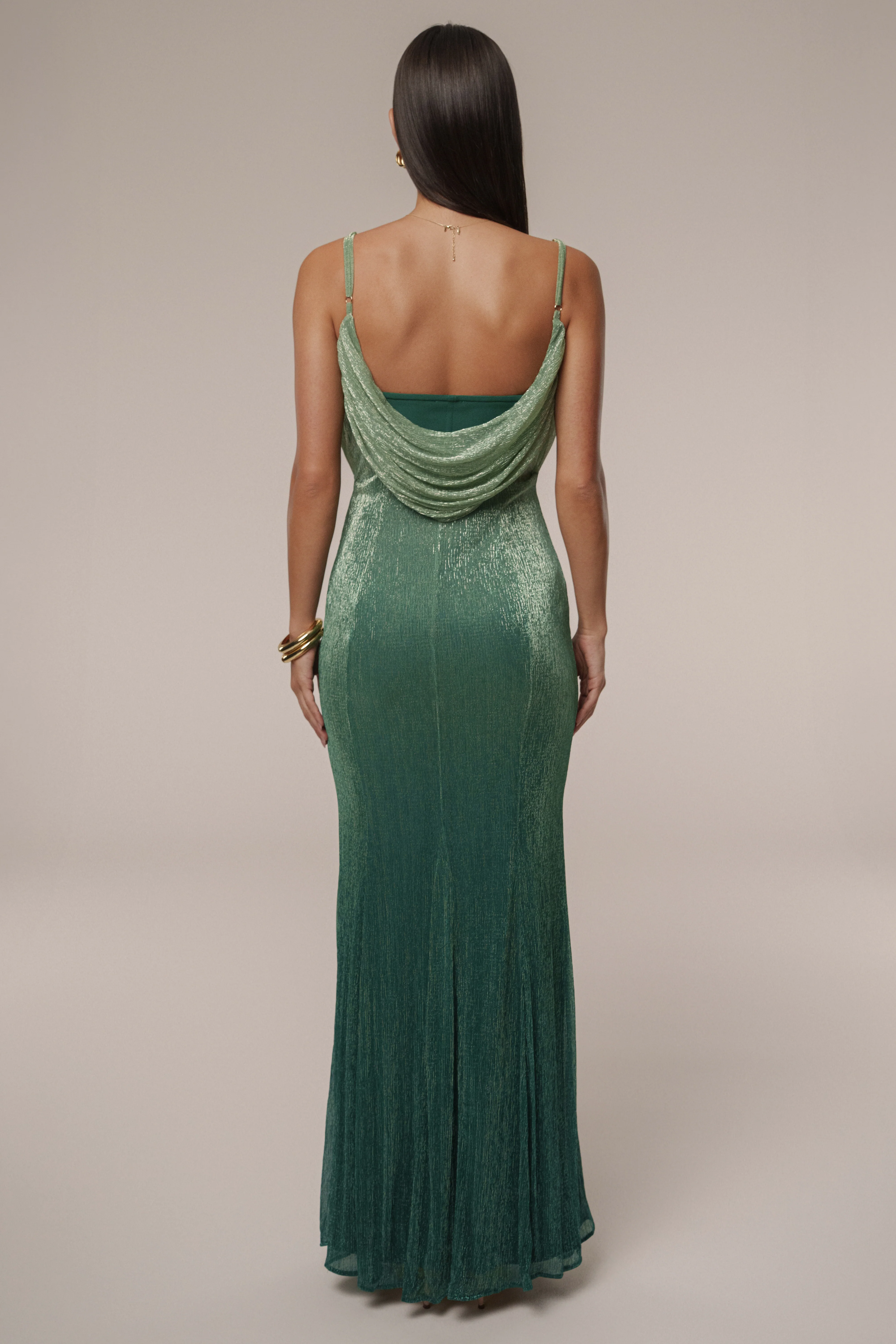 Green Shimmery Nights Maxi Dress - Image 13