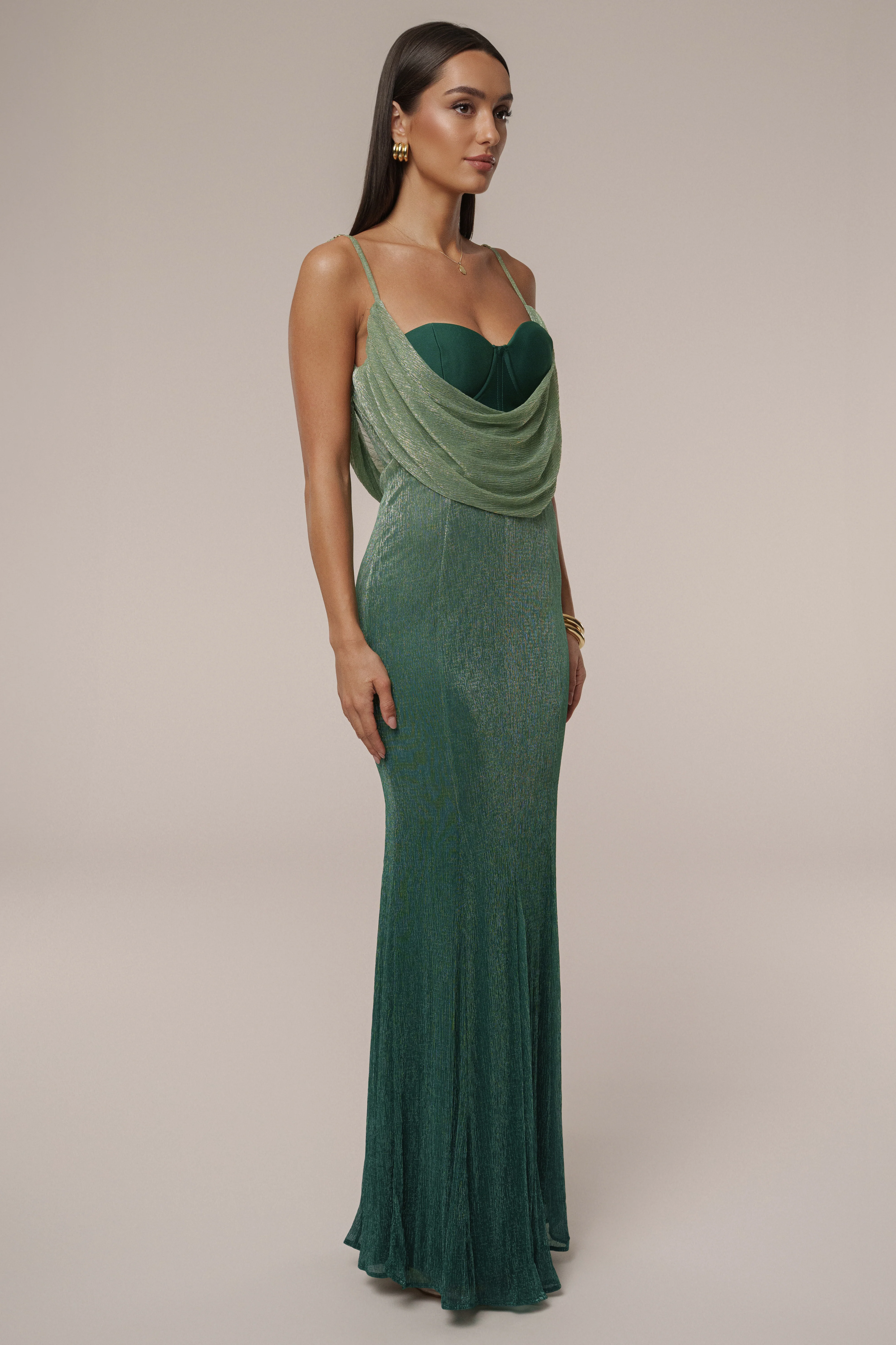 Green Shimmery Nights Maxi Dress - Image 2