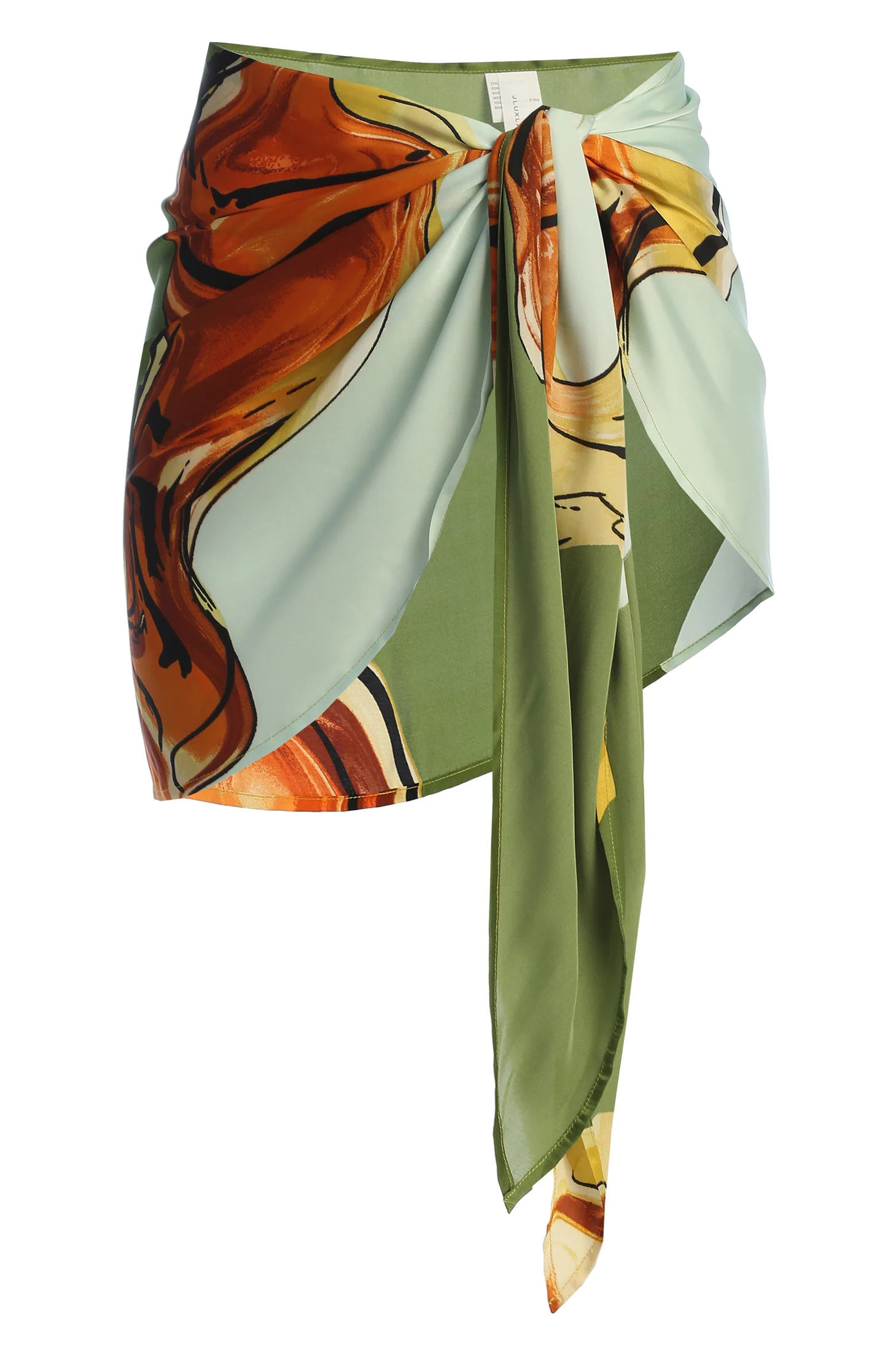 Green Tropical Print Golden Shores Wrap Sarong - Image 2