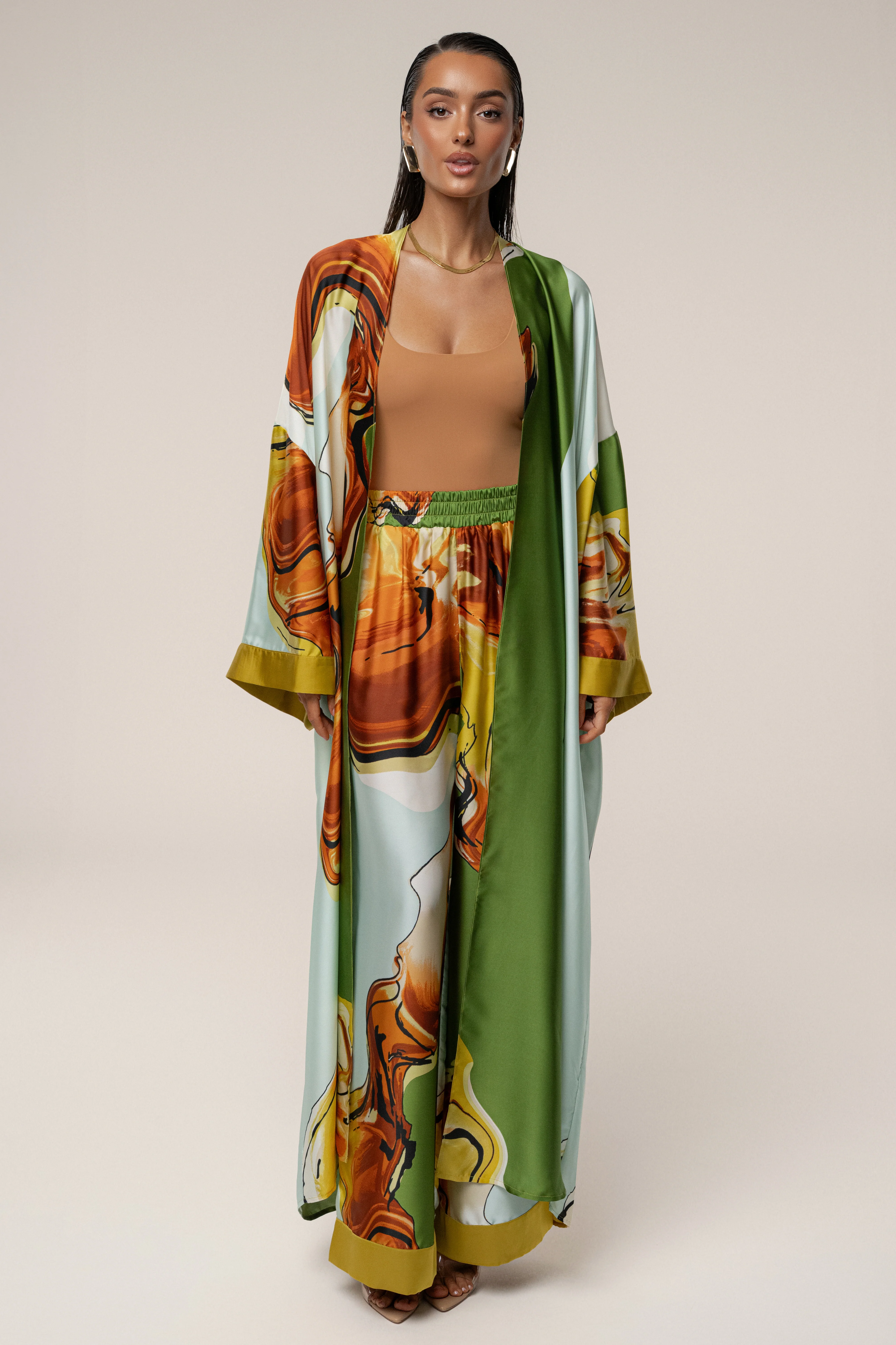 Green Tropical Print Jet Set Wide Leg Pants - Image 4