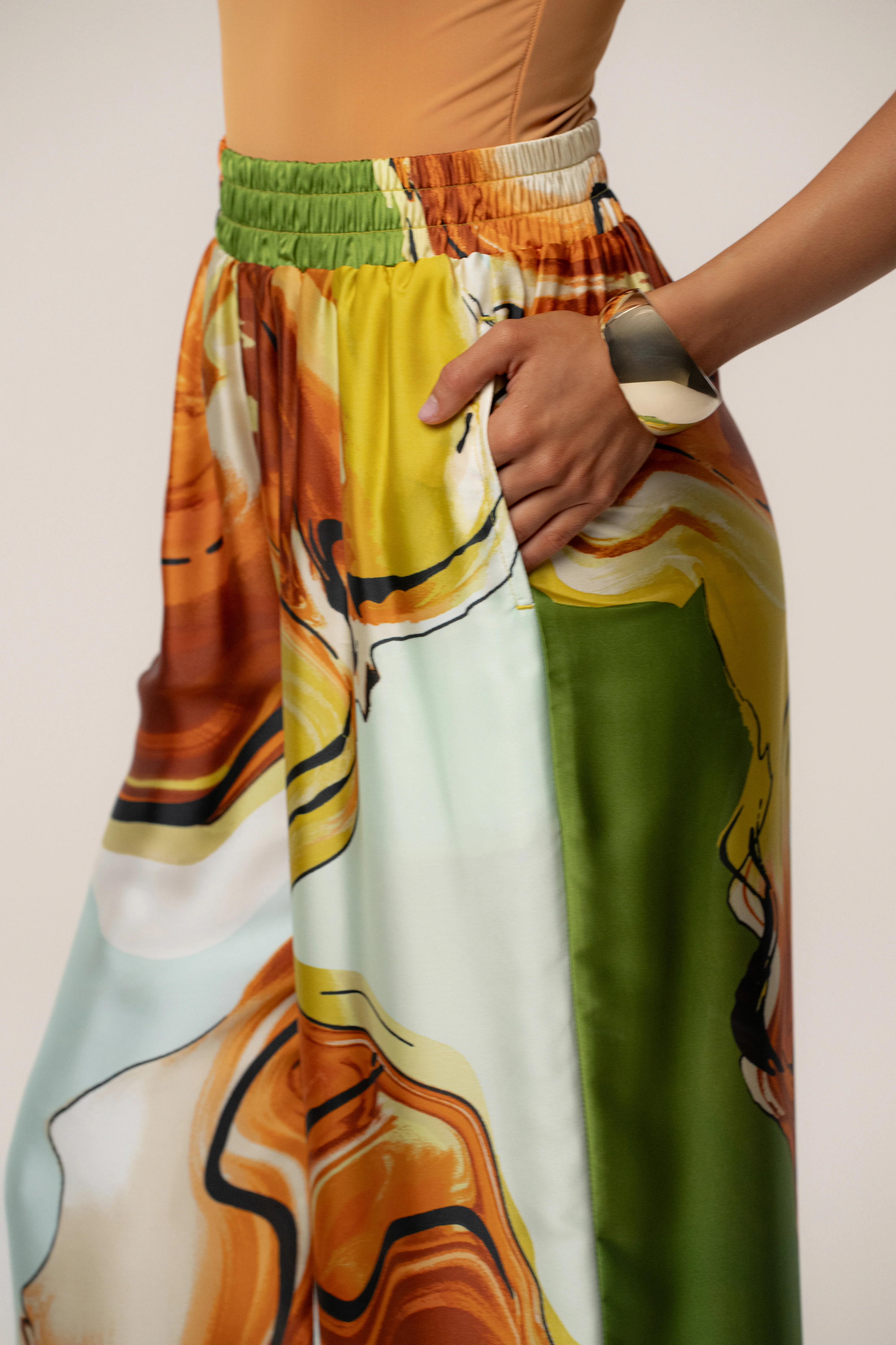 Green Tropical Print Jet Set Wide Leg Pants - Image 7