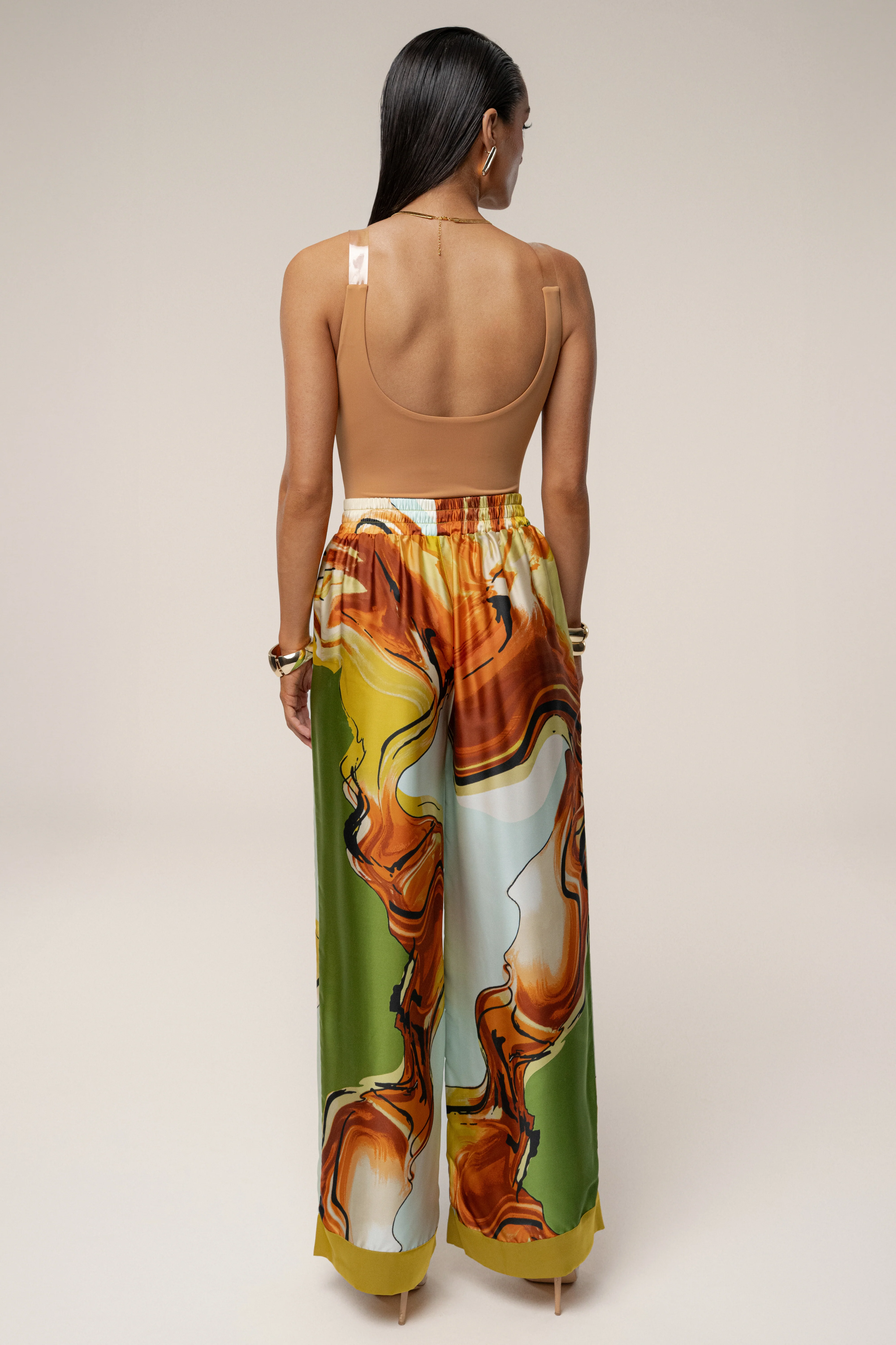 Green Tropical Print Jet Set Wide Leg Pants - Image 8
