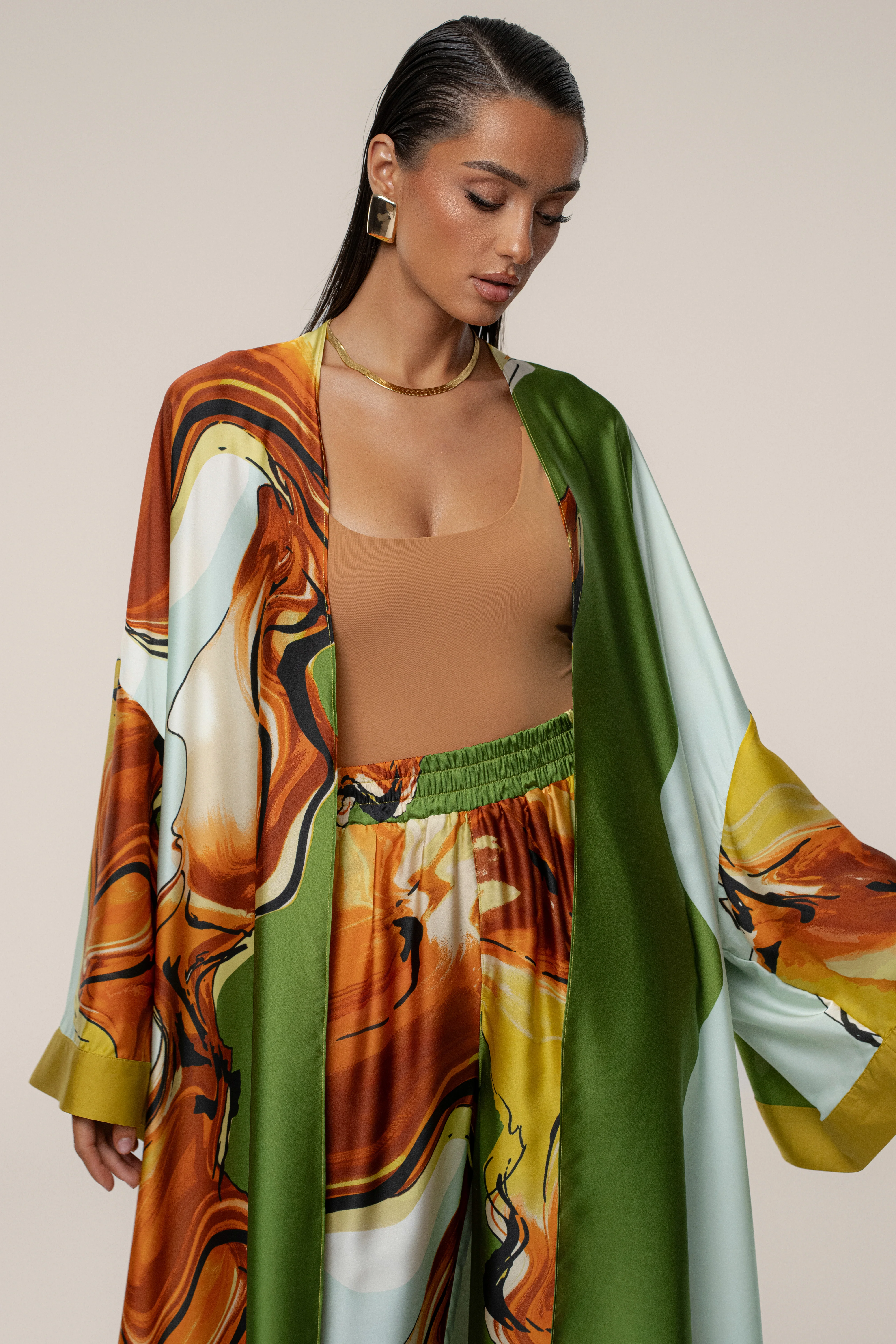Green Tropical Print Nola Maxi Duster - Image 7