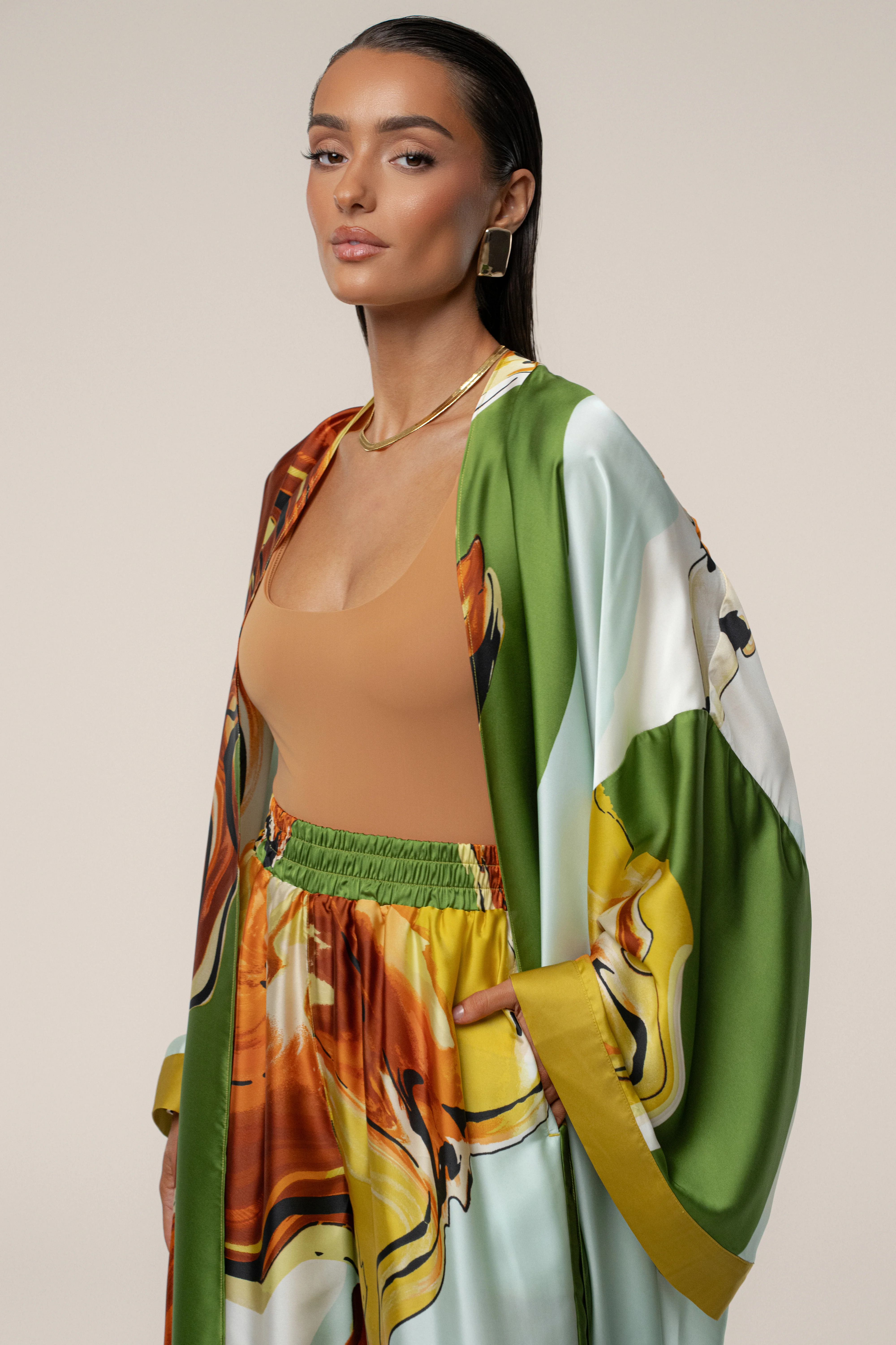 Green Tropical Print Nola Maxi Duster - Image 9