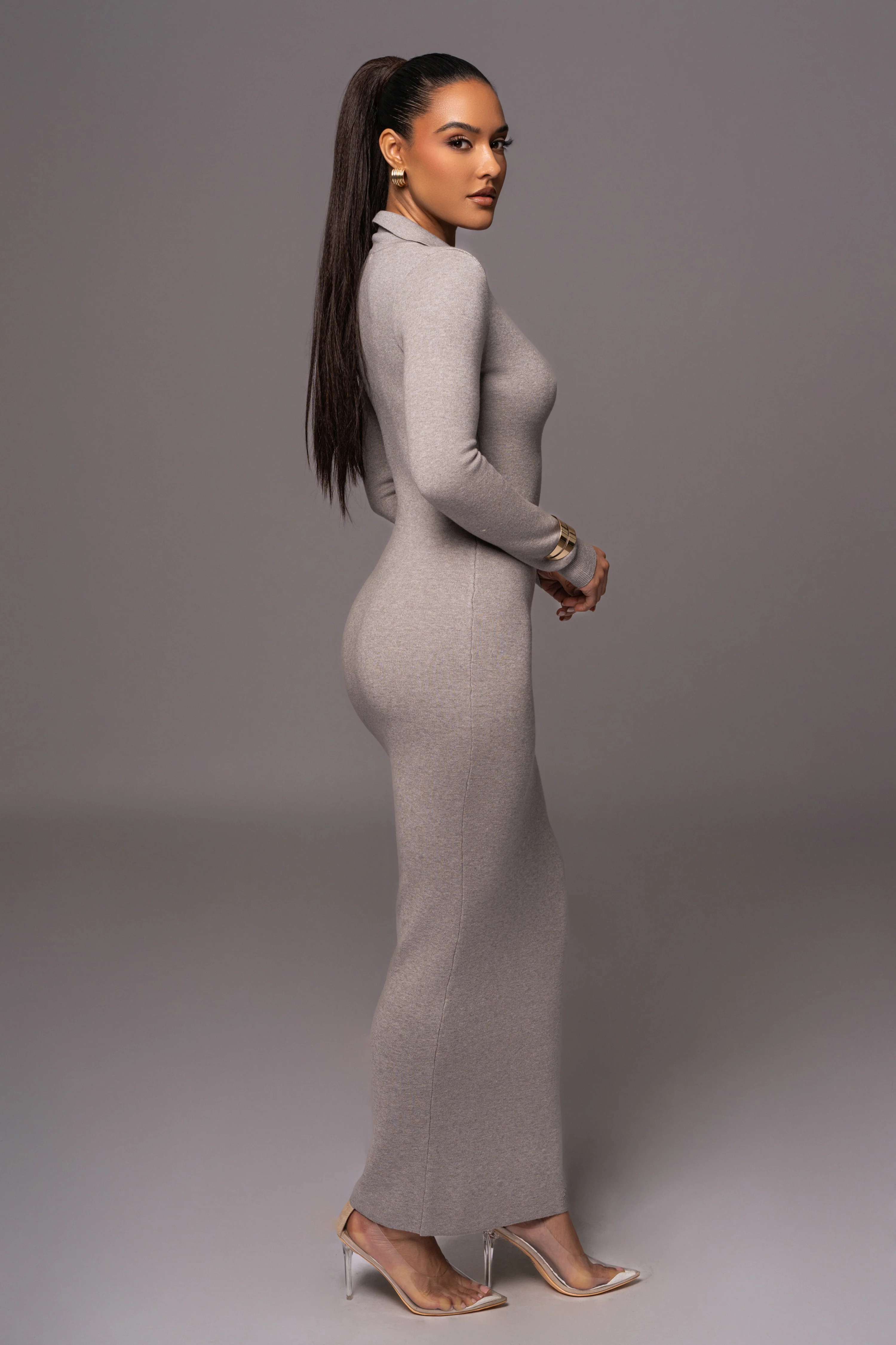 Grey Bellinda Collar Maxi Dress - Image 7
