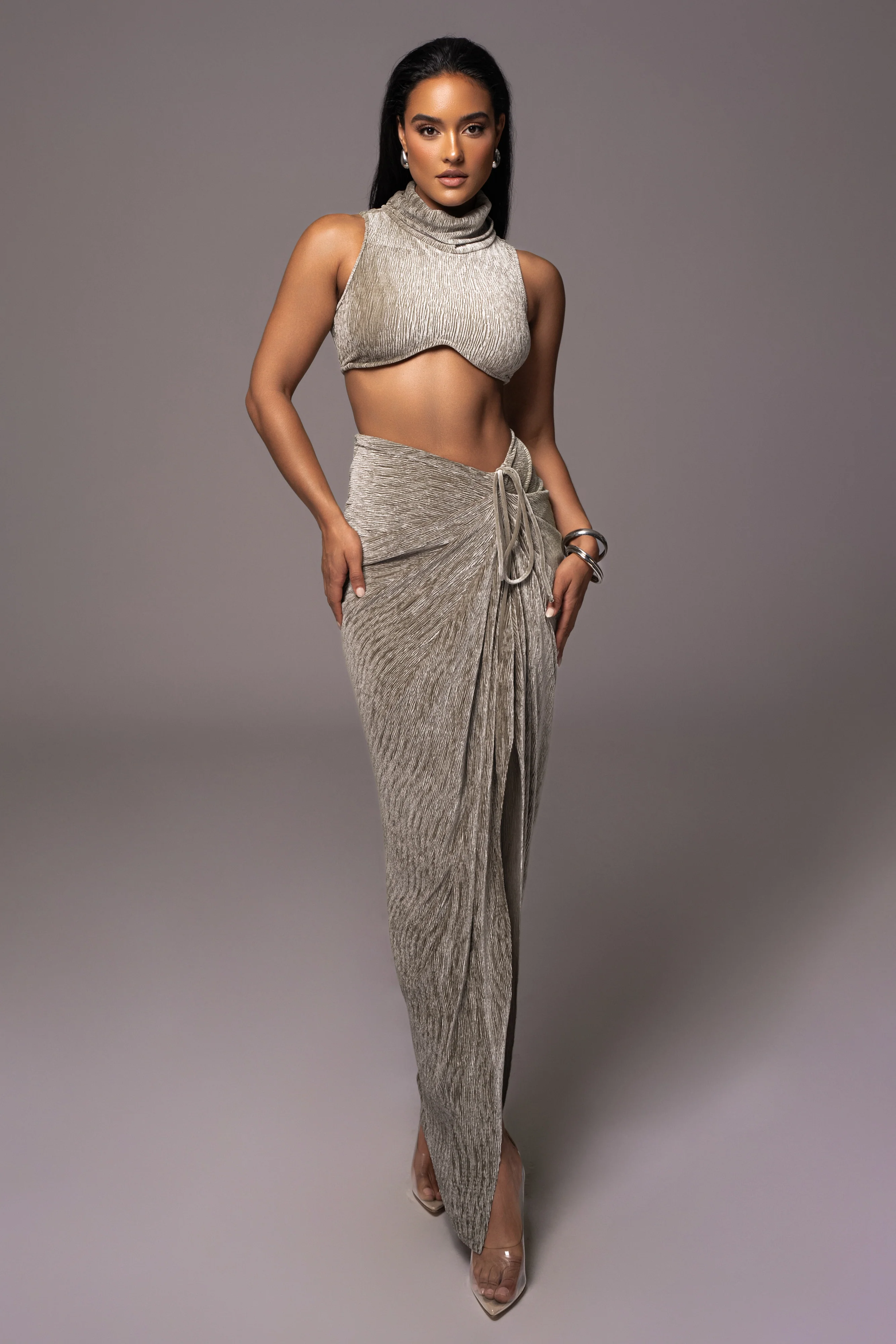 Grey Chosen One Velvet Skirt Set - Image 4