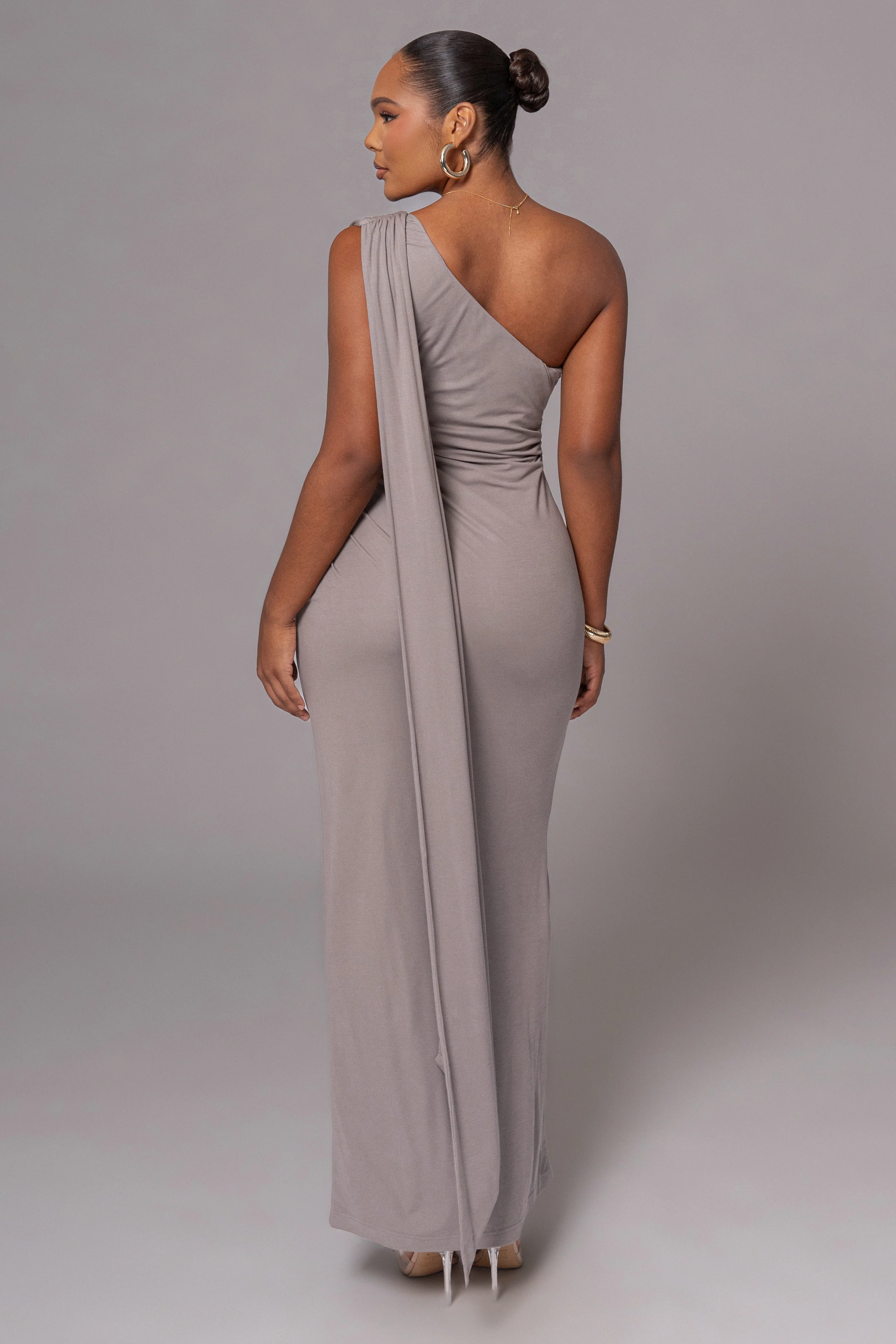 Grey Kianna Drape Maxi Dress - Image 10