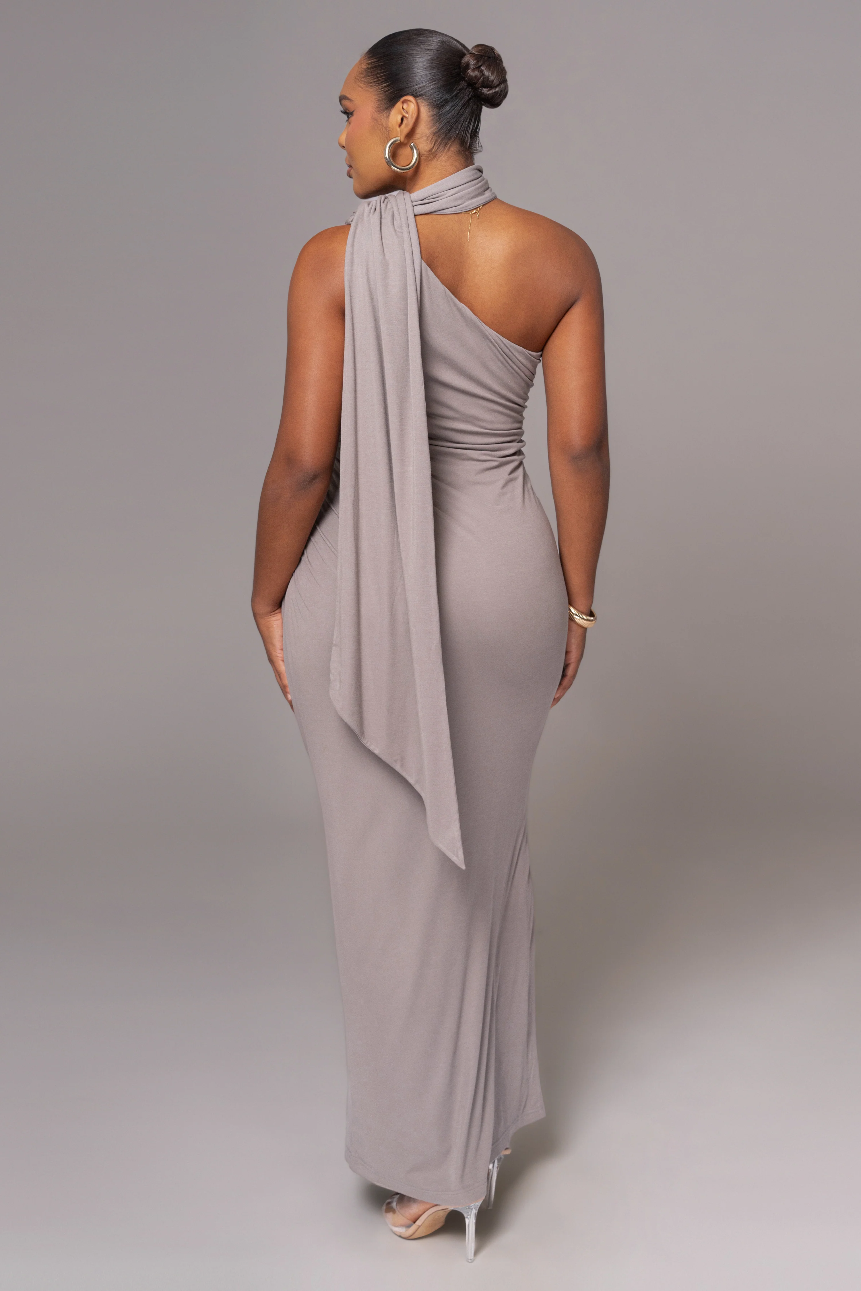 Grey Kianna Drape Maxi Dress - Image 2